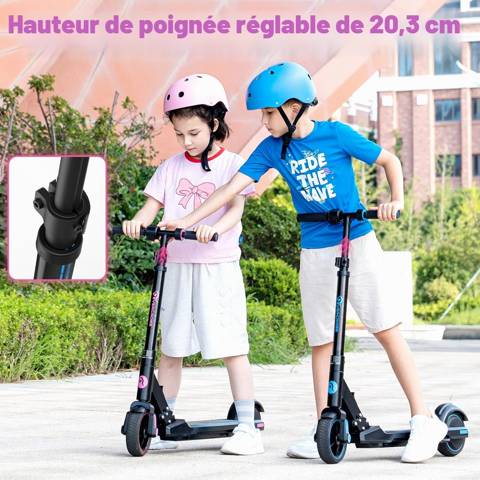 EVERCROSS EV06C Trottinette électrique, 6,5'' Trottinette électrique Pliable pour Enfants 6-12 Ans, Vitesse maximale 15 KM/H, Affichage LED, Lumières LED Colorées, Trottinette Légère pour Enfants