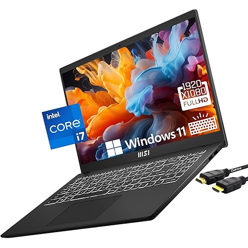 MSI Modern 15 Laptop, 15.6" Full HD Display, Intel Core i7-1255U(10-Core, Upto 4.7 GHz), Intel Iris Xe Graphics, Backlit Keyboard, HDMI, Numeric Pad, Windows 11 Home, Black(16GB RAM - 1TB SSD)