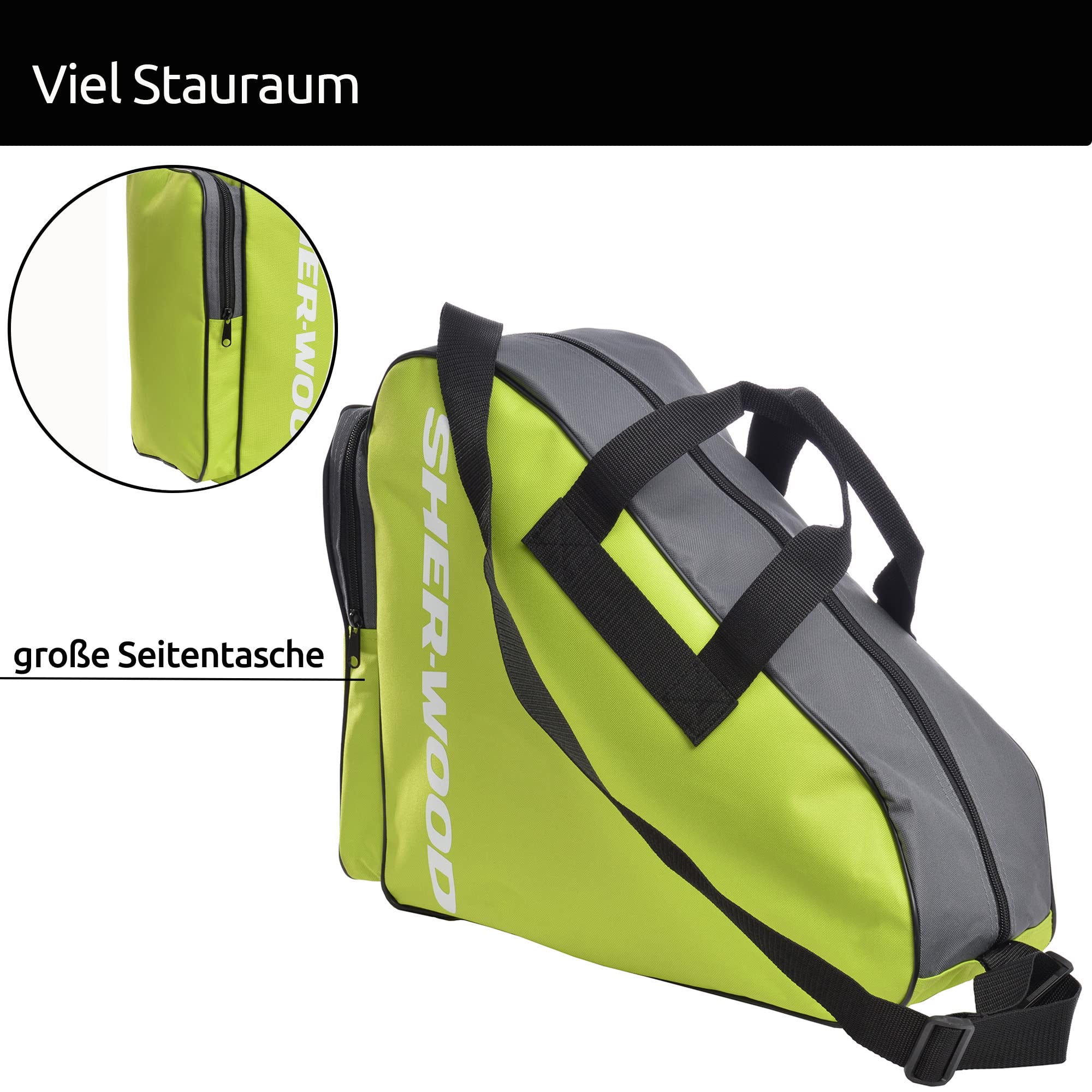Sherwood Bolsa para Patines de Hielo para Adultos y niños, Bolsa de Hockey sobre Hielo, Ideal para Patines Hielo y Patines Linea, Ice Skate Bag con Medidas 42 x 15 x 37 cm (Verde)