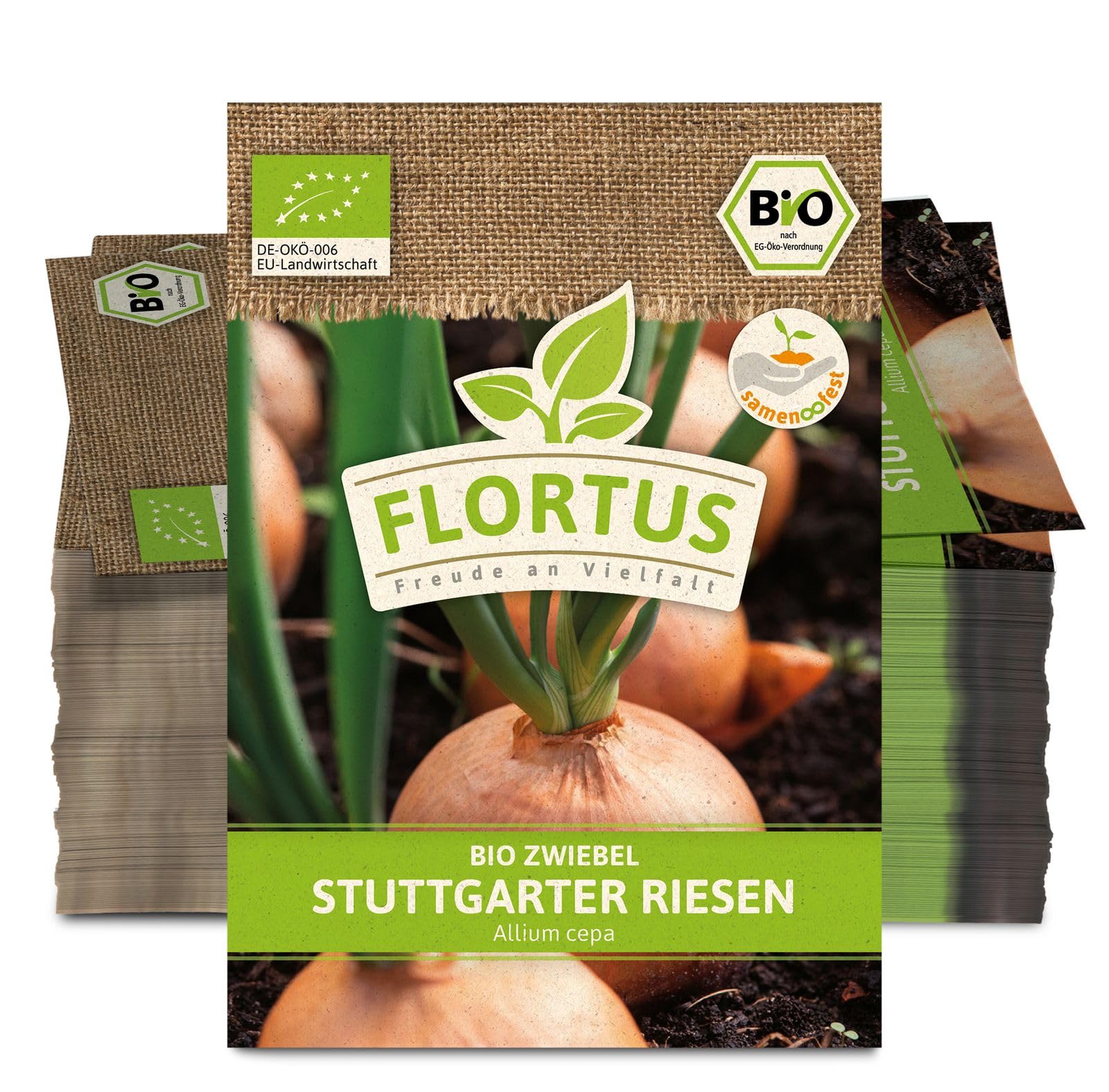 FLORTUS 2000-0517-100x Zwiebel Stuttgarter Riesen (100 Stück) (BIO Zwiebelsamen)