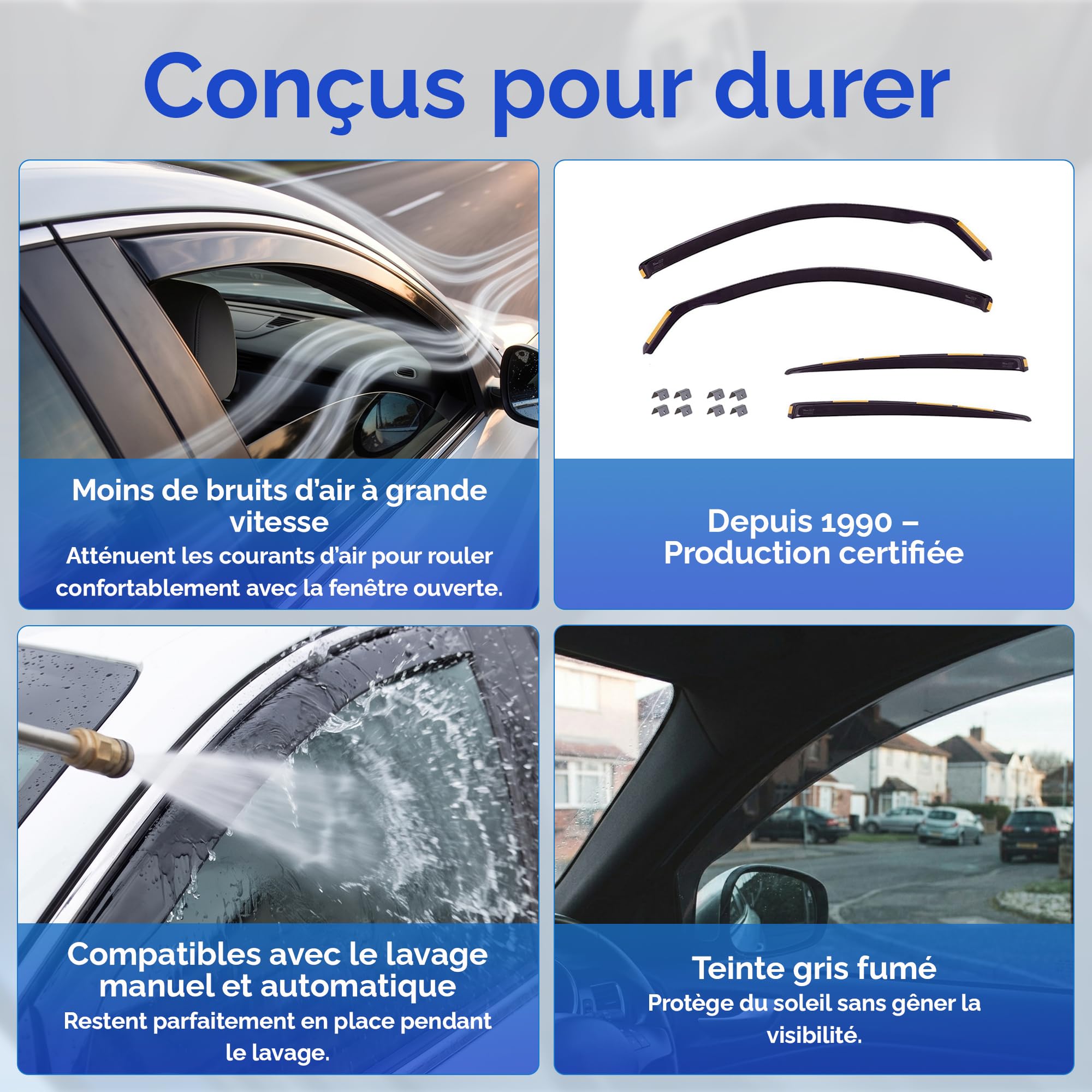 J&J AUTOMOTIVE HEKO Déflecteurs pour Seat Exeo Break 2009-2014, 4 pièces
