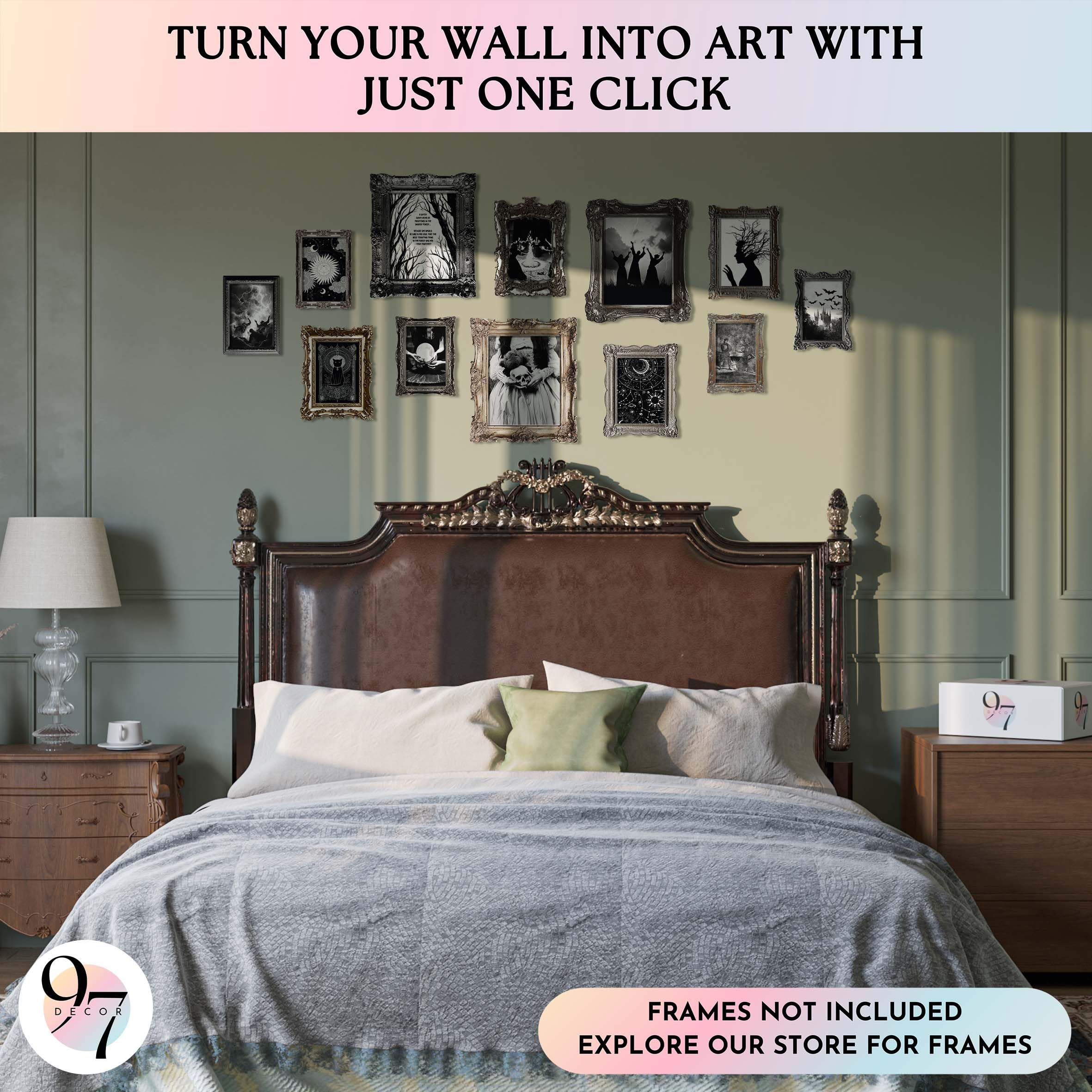 97 Decor Dark Academia Decor For Bedroom - Gothic Home Decor Aesthetic, Moody Dark Academia Wall Art, Vintage Halloween Posters For Room Aesthetic, Spooky Gothic Pictures Goth Decorations (UNFRAMED): Vintage Witchy UNFRAMED