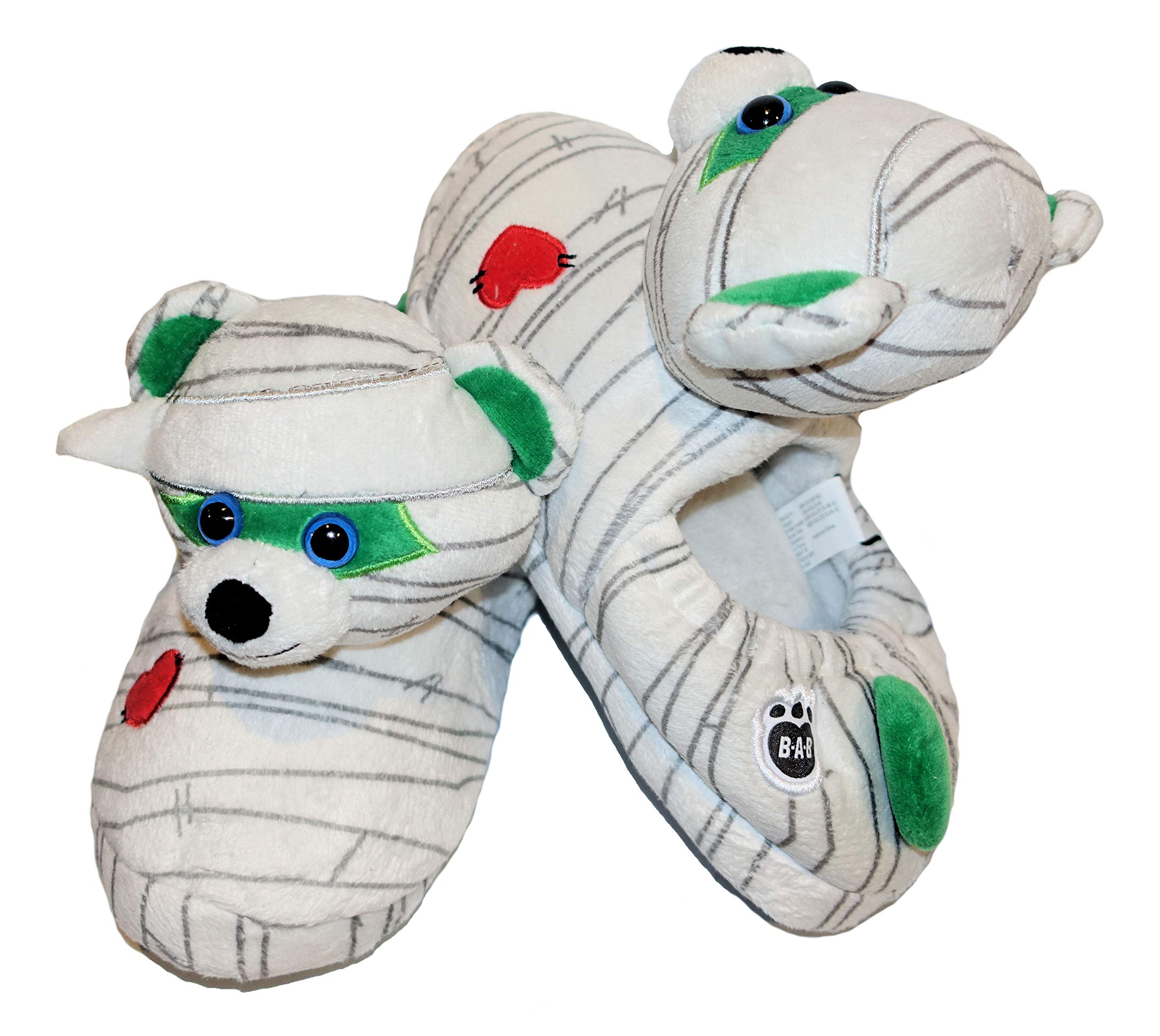 Build A Bear Build-A-Bear Assorted Kids Cute Slip-On Slippers (Medium 12-13, Mummy Bear White)