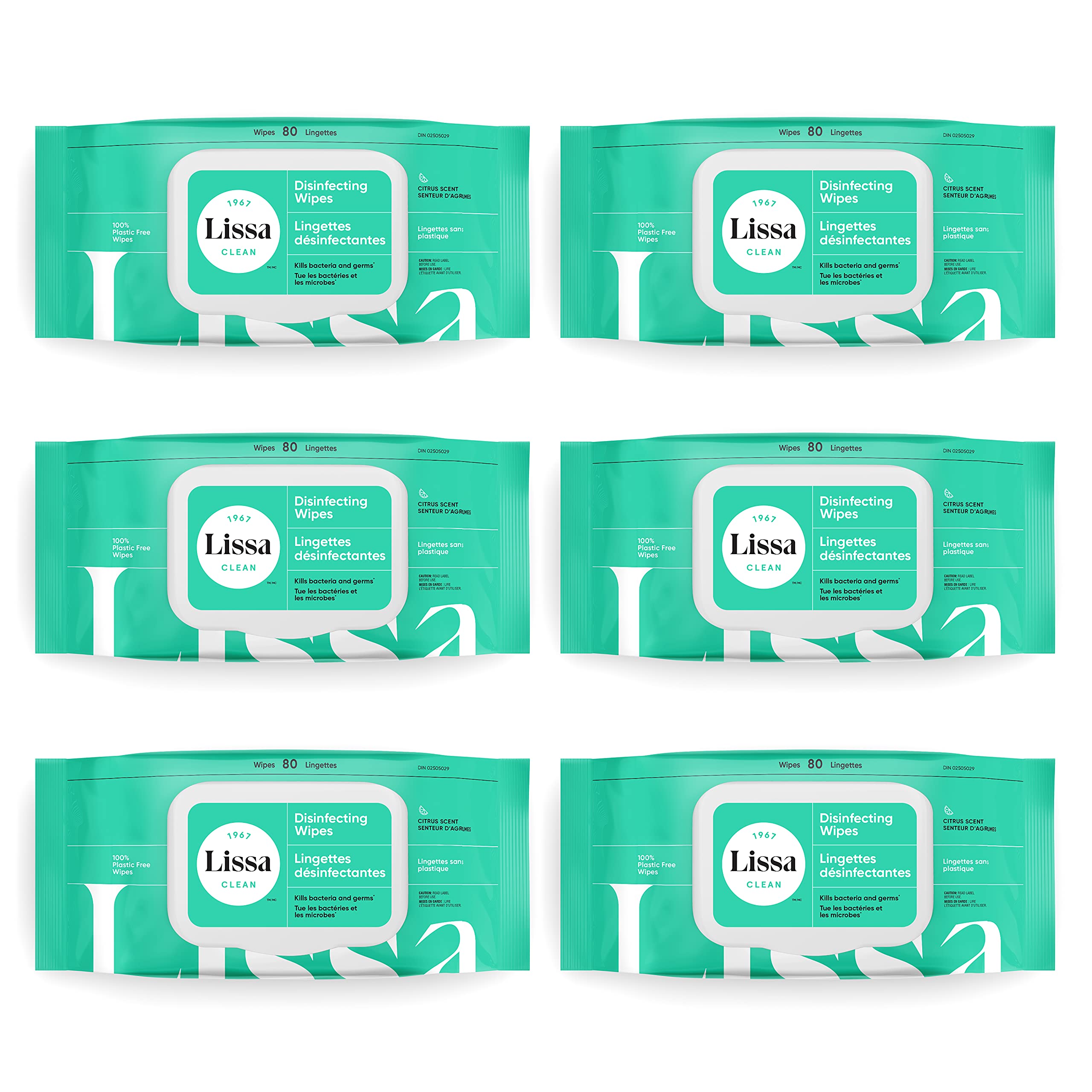 Lissa Clean Disinfecting Biodegradable Wipes | 6 Softpacks | 480