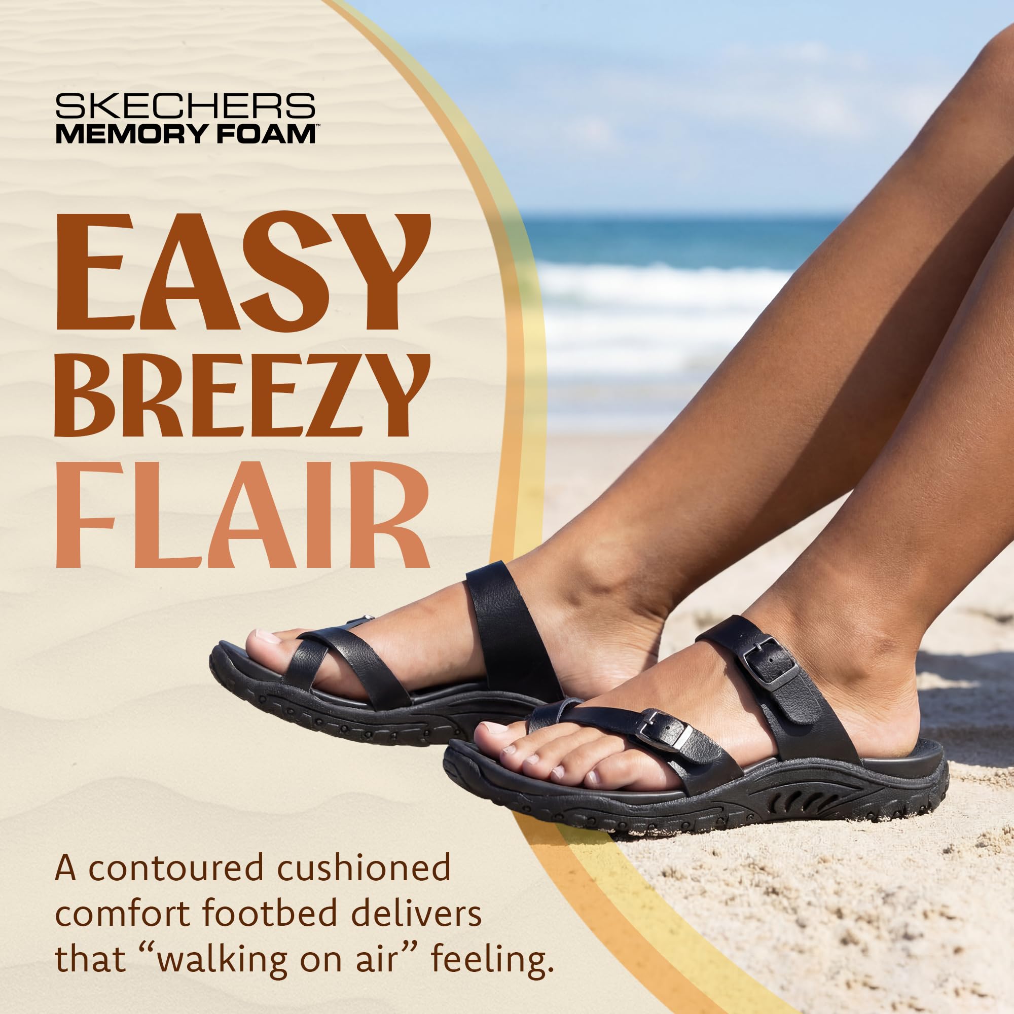 Skechers Reggae-carribean - Double Buckle Toe Thong Slide SandaliaMujer