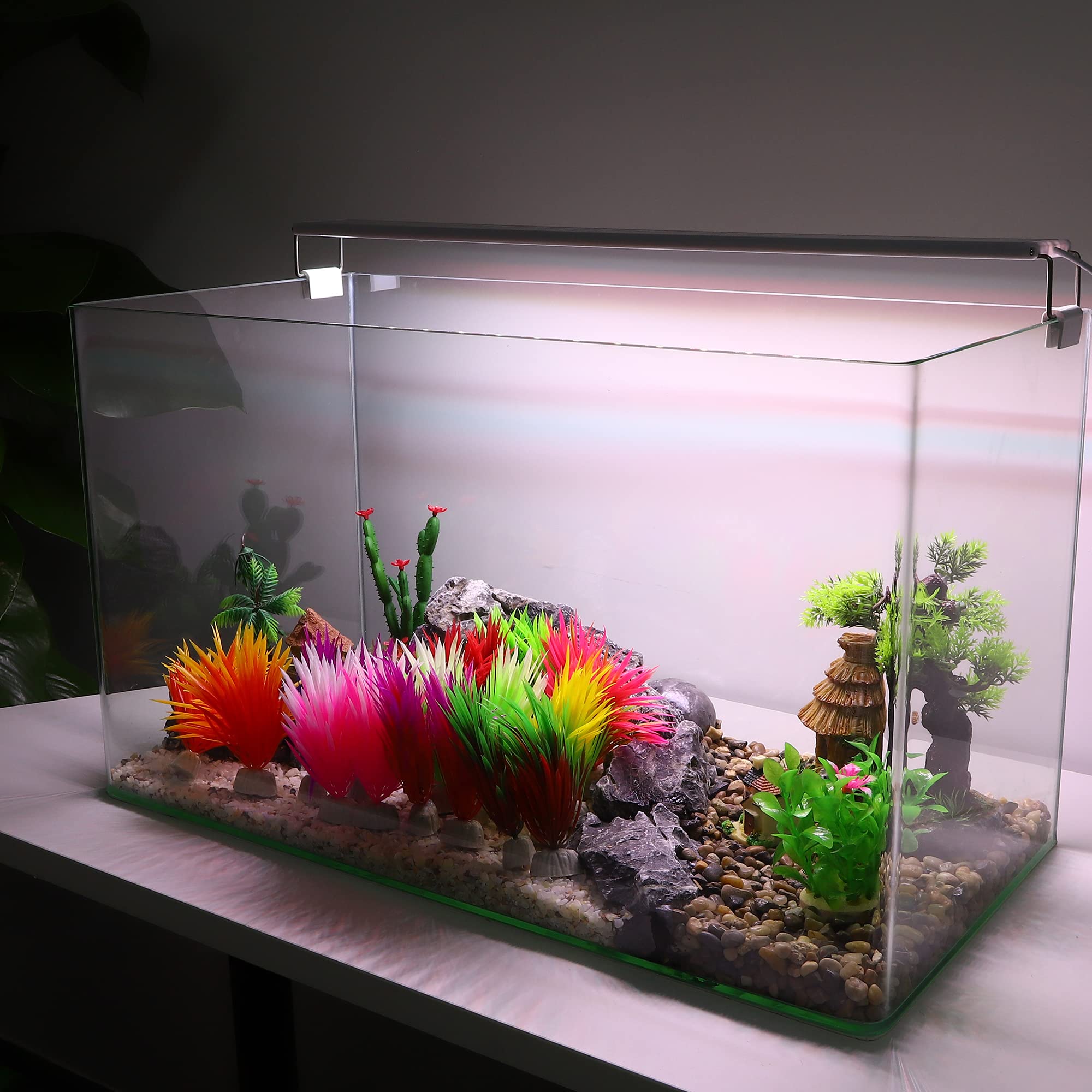 BEGONDIS Artificial Red Water Plants For Aquarium – 2 Pack Soft Plastic Fish Tank Decor