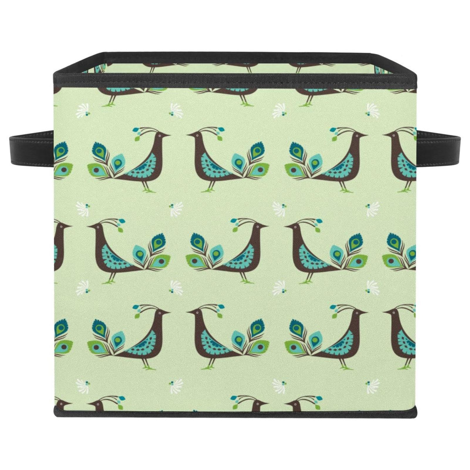 Boîte de rangement pliable tissu cube pour jouets vêtements maison paon