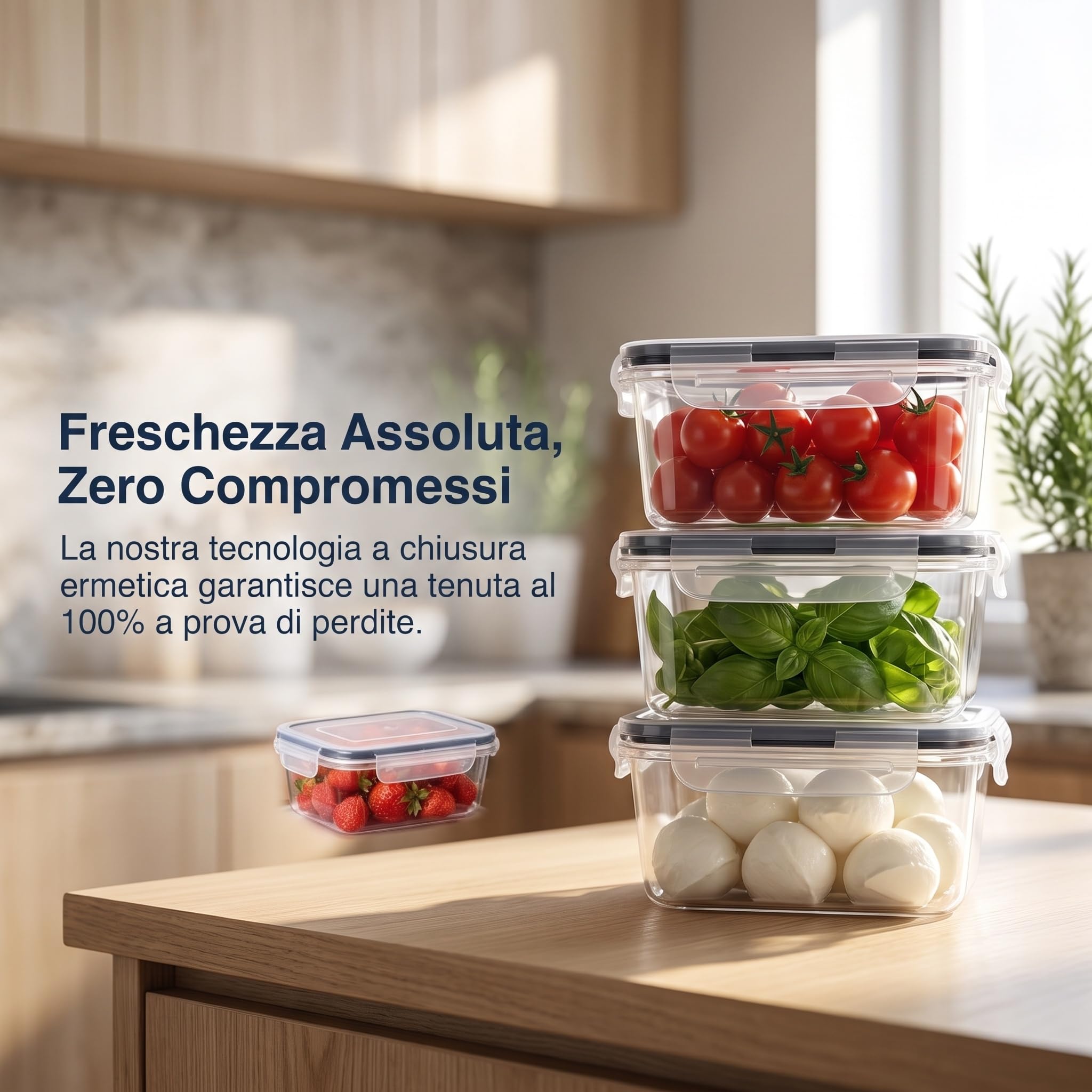 Set 24 Contenitori Plastica Alimentare per Alimenti con Coperchi Ermetici, Senza BPA, Scatole per la Conservazione Ermetiche, Microonde e Congelatore, Meal Prep e Organizzazione Cucina