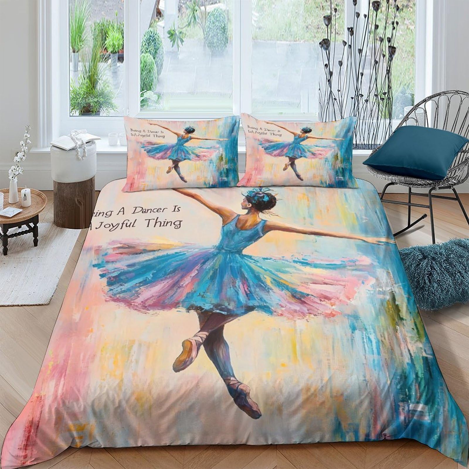 Ctjqhvkz Style-6 3D Printed Ballet Dancer Fitted Sheet Microfiber Soft Pastel Art Bed Cover For Bedroom Guest Room Easy Care Single（135X200cm）
