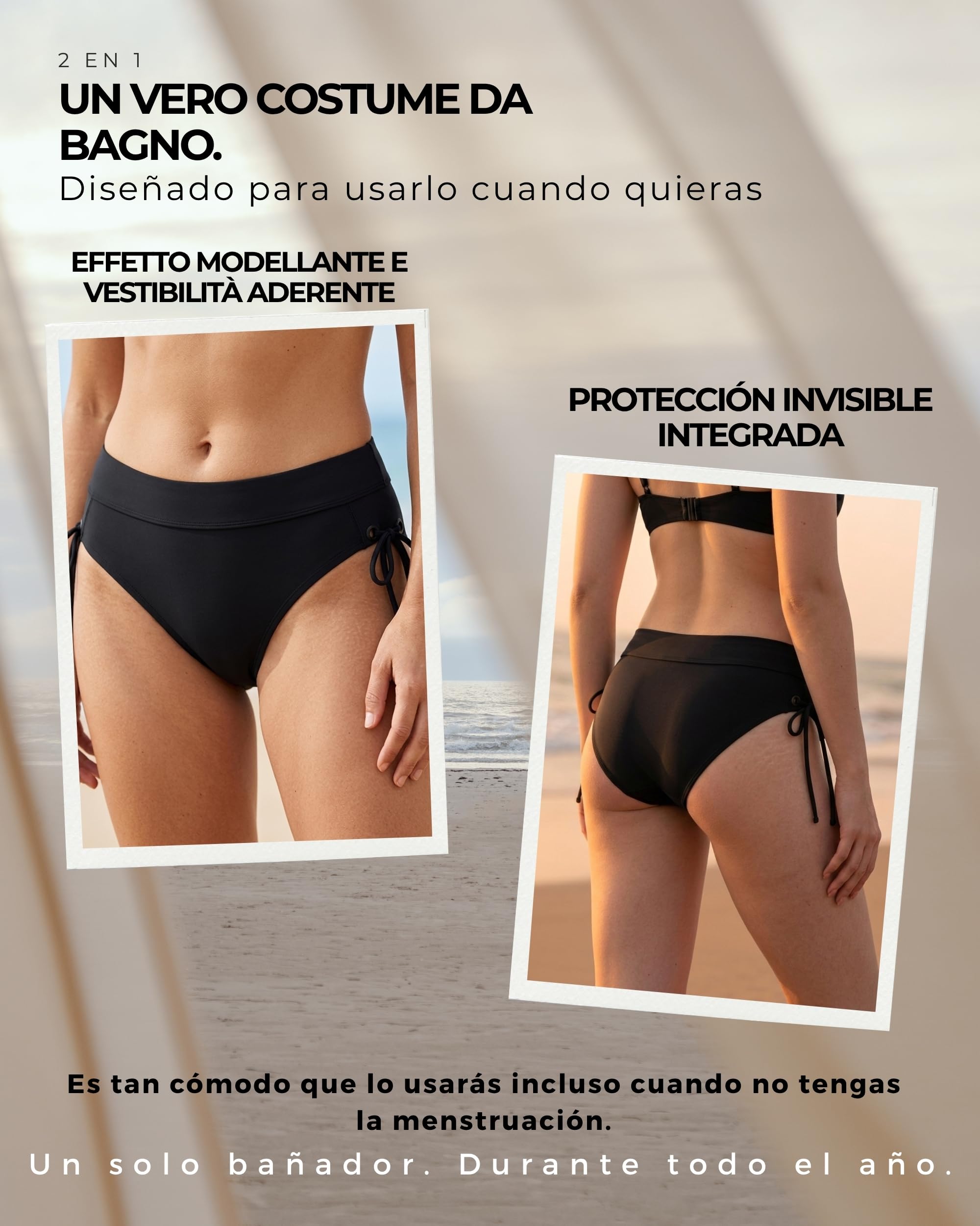 Bañador Menstrual Niñas & Mujer | Tecnología AquaSecure | Braguita de Baño para Flujo Ligero a Medio | Adolescentes 10-16 Años y Mujer | Bañadores Menstruales Piscina y Playa | Ecológico y OEKO-TEX