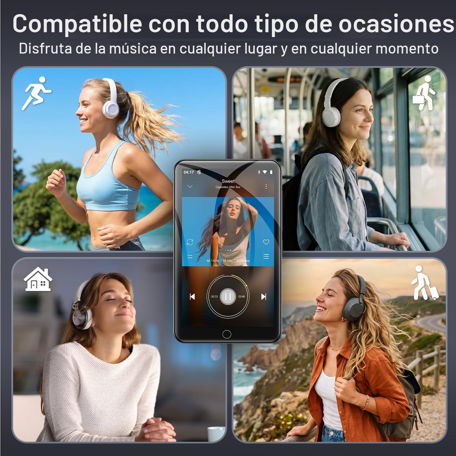 Reproductor MP3 Diofox 80GB con Spotify, Bluetooth y WiFi, Pantalla táctil Completa de 4.0 Pulgadas, Reproductor de música en Streaming Android, Amazon Music, Deezer, Radio FM, Play Store - Negro