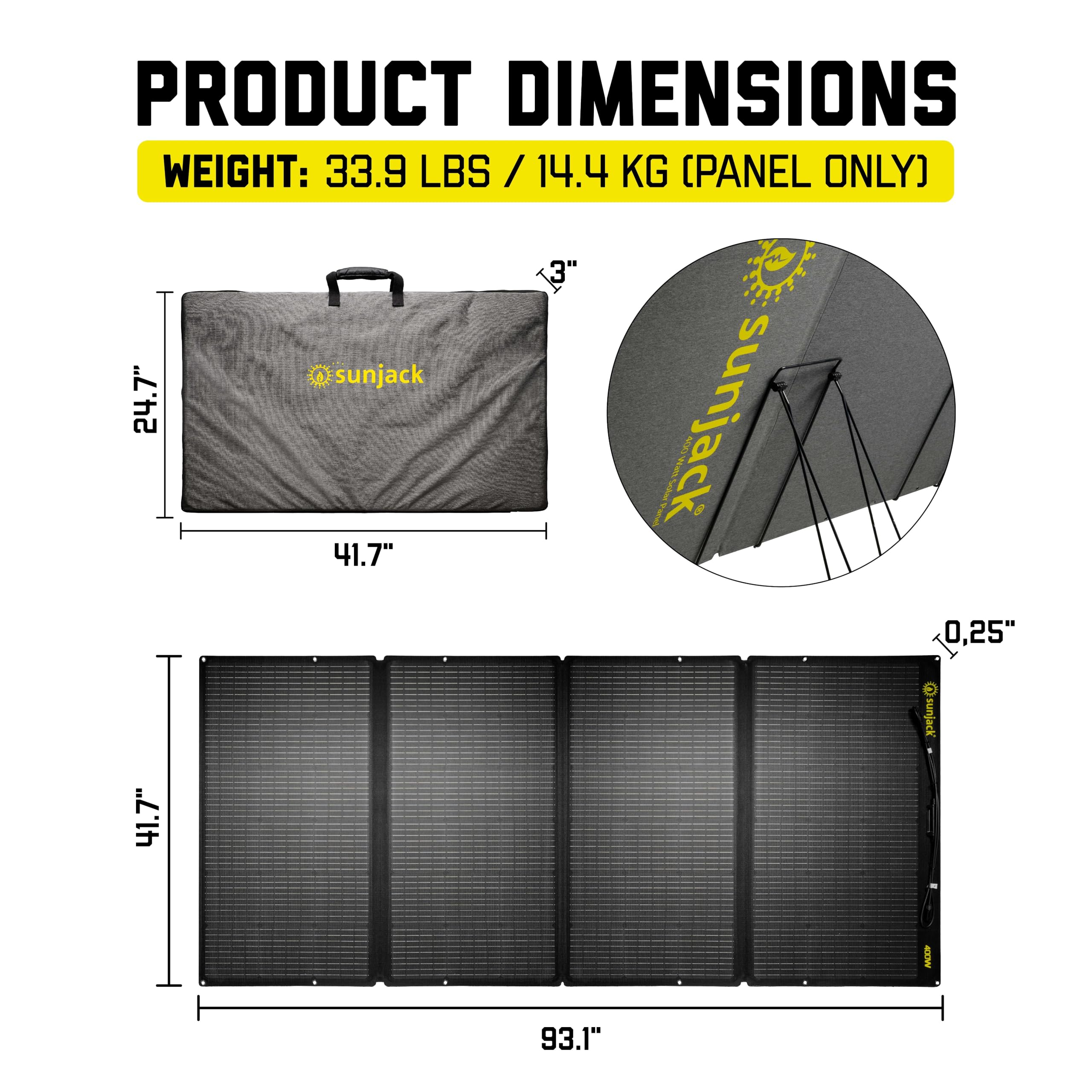 Amazon | SunJack 400W 折りたたみ式ソーラーパネル充電器 48V