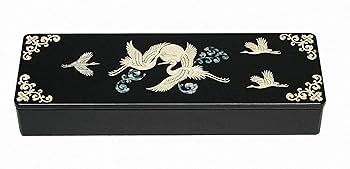 螺鈿　筆入れ Amazon | 螺鈿細工 雲と鶴柄 手製てせい 筆箱 木製 鉛筆