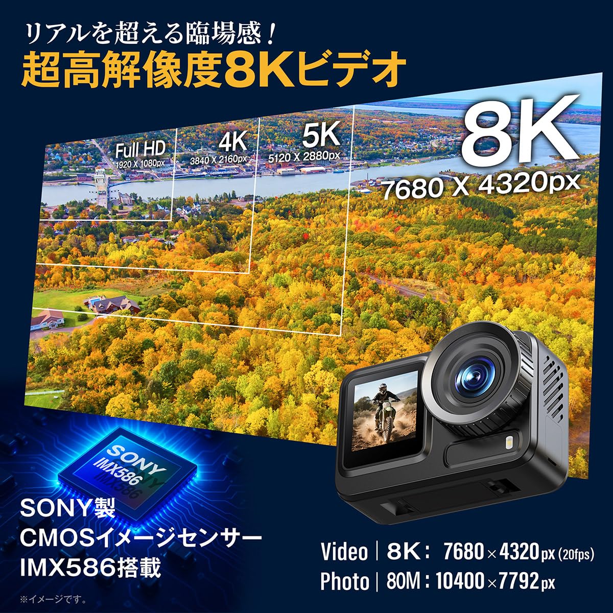 Amazon | Gexa(ジイエクサ×スパイダーズX） 8K アクションカメラ [GX