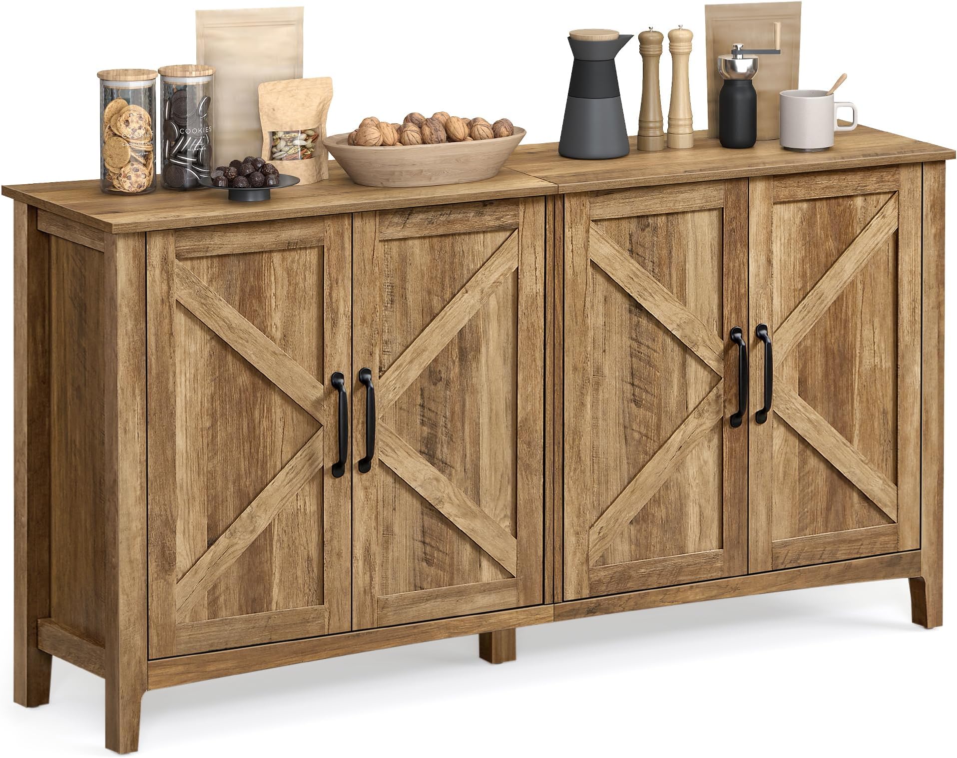 VASAGLE LIRY Collection - Storage Cabinet, Buffet Cabinet, Sideboard, Credenza, with Adjustable Shelves, for Living Room, Entryway, Honey Brown ULSC381T41