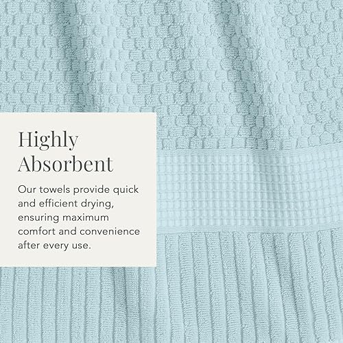 Miniatura 7 de NY Loft Juego de 6 toallas 100% algodón, supersuaves y absorbentes, de secado rápido, 2 toallas de baño, 2 toallas de mano y 2 paños para la cara,