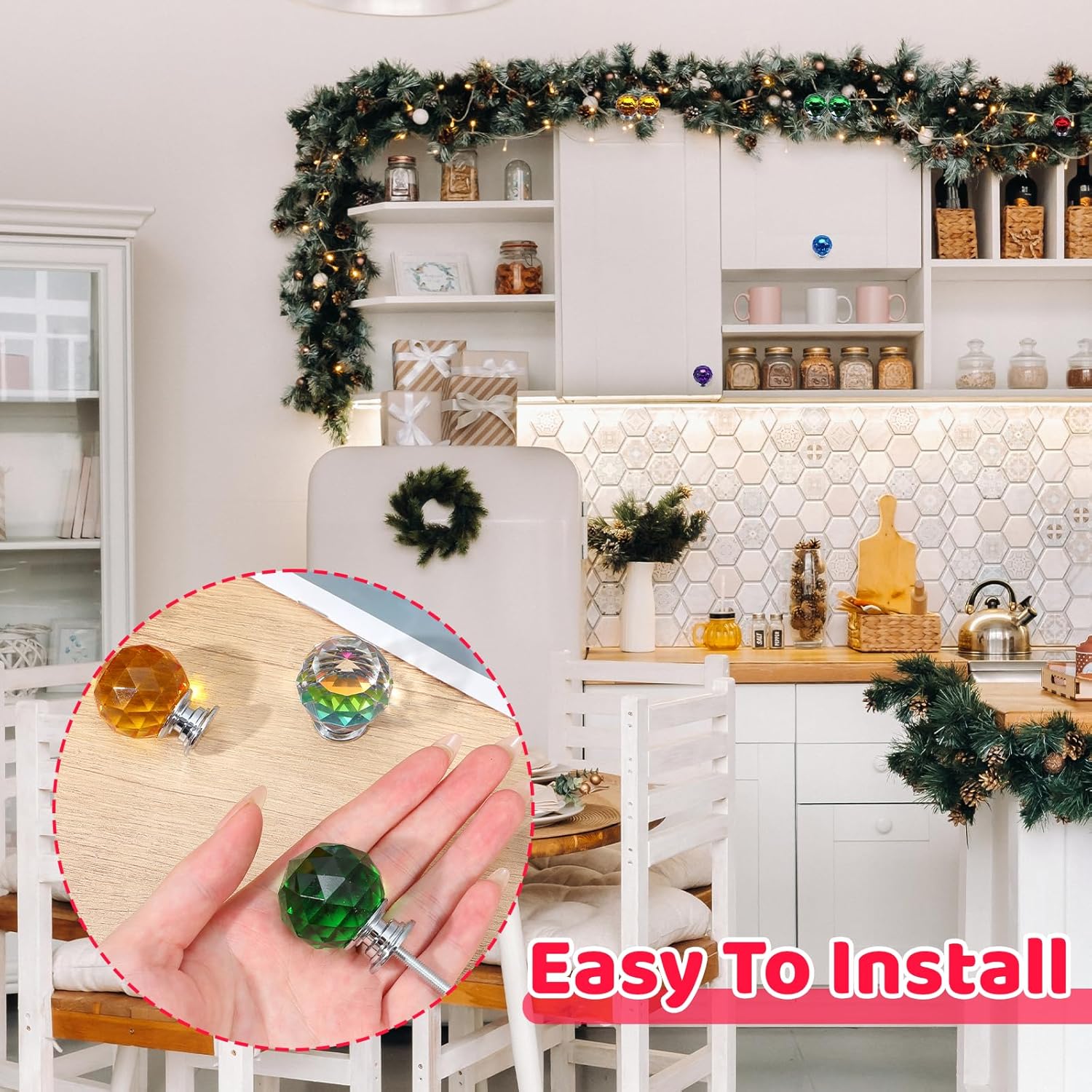 20 Pcs Crystal Drawer Pulls Cabinet Knobs 30mm Diamond Dresser Knobs for Dresser Drawers Kitchen Bookcase Wardrobe(Multicolored,Cute Style)