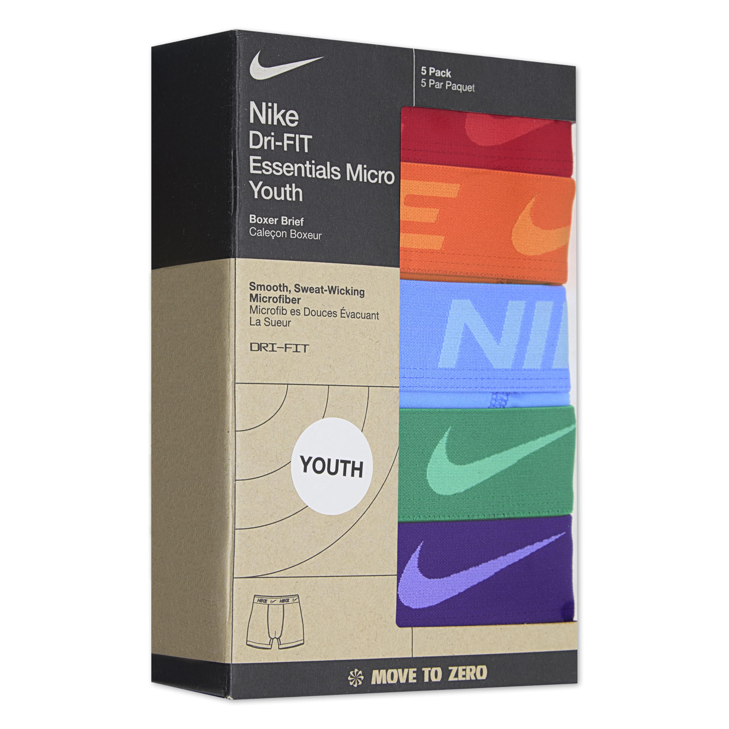 Nike Dri-fit Essentials Micro Multi-Pack Boxer Briefs Unterwäsche für Herren Kinder (5 Stück)