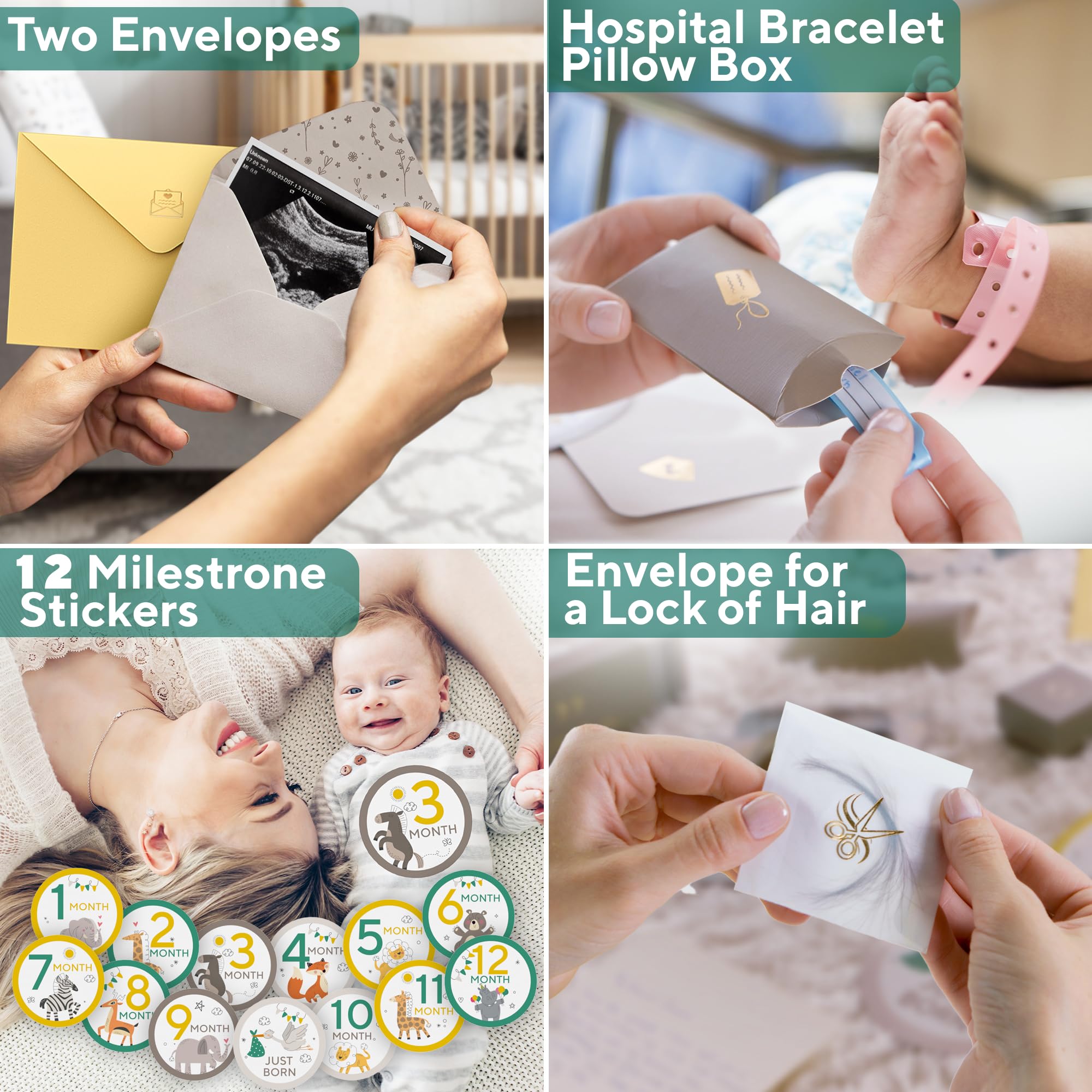 Ultimative Baby-Erinnerungsbox für Mädchen, Jungen – schöne Erinnerungsbox für werdende Mütter – mit Hand- und Fußabdruck-Set, Meilenstein-Aufkleber, Zahnbox & mehr – perfekte Mama und Papa Geschenke