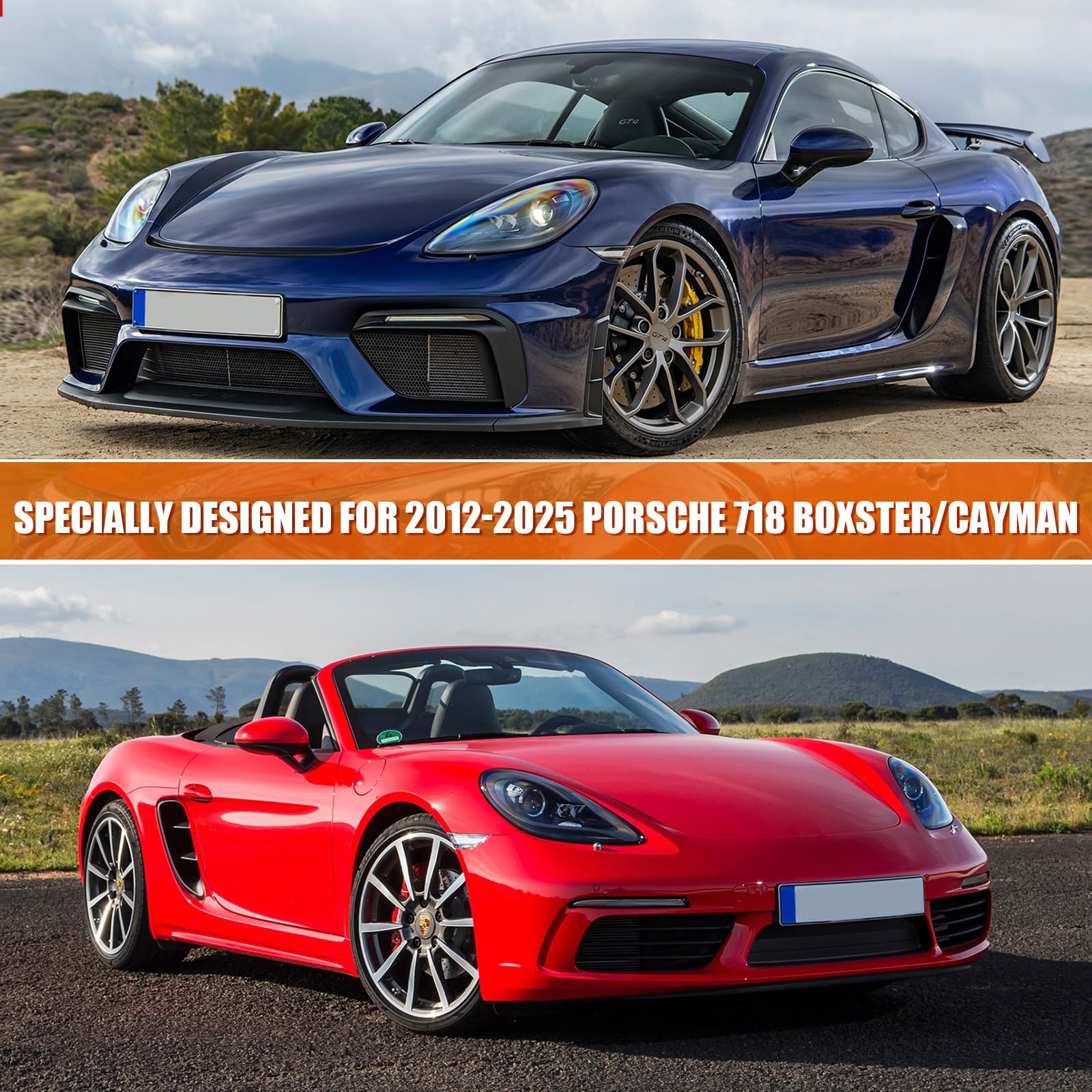 Telo Copriauto Sostituzione per 2012-2024 Porsche 718 Cayman Boxster, Copriauto impermeabile, 6 strati Telo Copri Auto con porta con cerniera e fasce antivento per protezione da neve, pioggia,polvere
