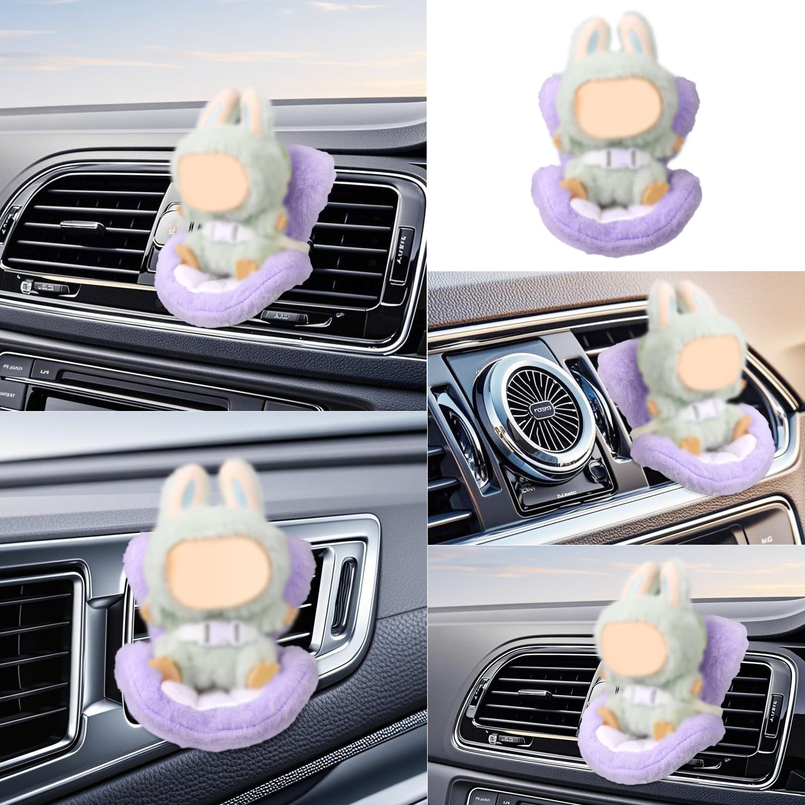 lasuroa Asiento Coche para Muñecas, Cojines Suaves y Peludos Asiento Decorativo con Caja Clip Cinturón Seguridad Ventilación Adorno Escritorio para Exhibir(Morado)