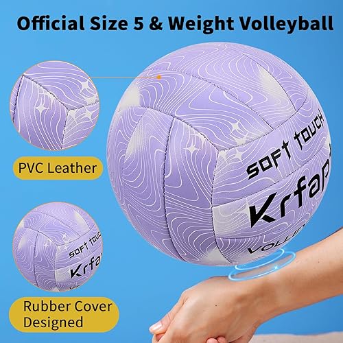 Miniatura 3 de Krfapt Voleibol tamaño oficial 5, pelotas de voleibol suaves para juegos de playa en interiores y exteriores (pezones y estrellas)