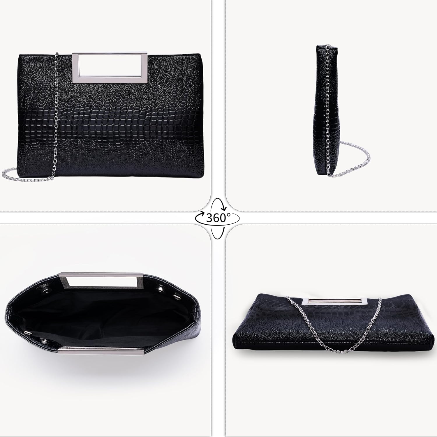 Clutch Purses for Women Evening Bag，PU Leather Stylish Clutch Bag with Removable Chain，Versatile Evening Purse for Parties, Weddings & Cocktail Events - Image 5