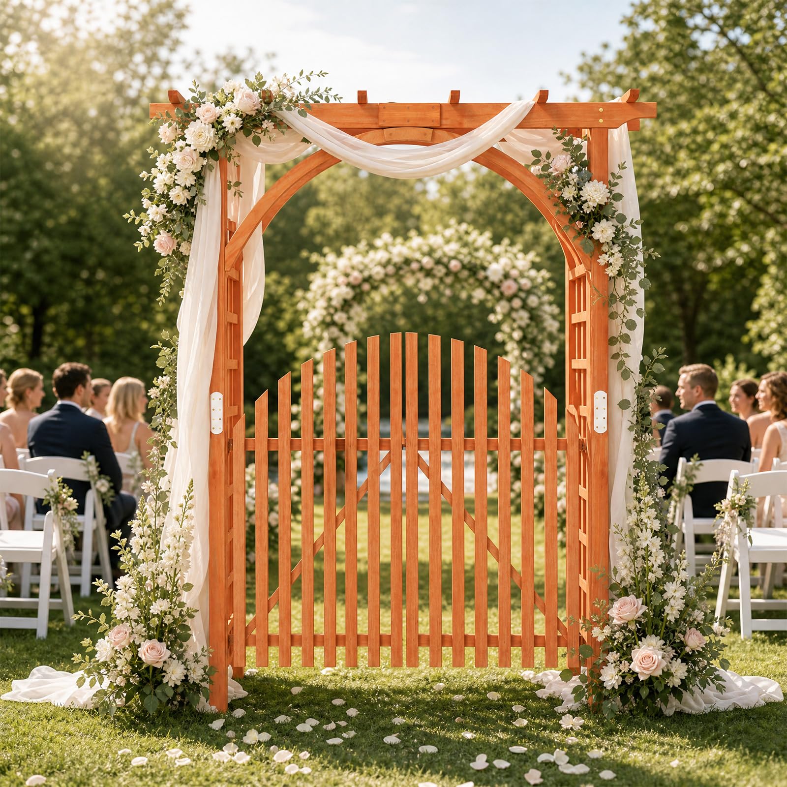 COSTWAY Arco da Giardino in Legno Abete, Pergola per Piante Rampicanti