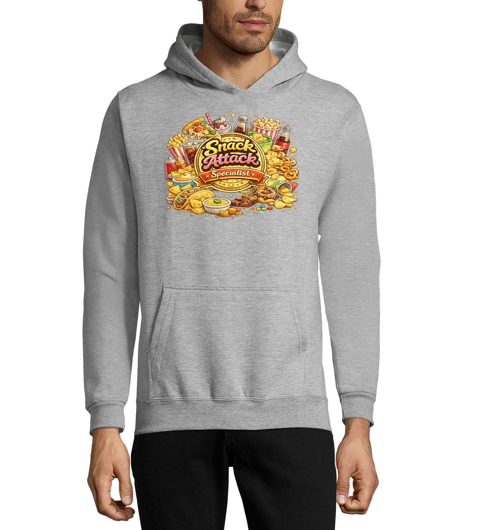 Pyszny asortyment popularnych przekąsek unisex mieszanka bawełny bluza z kapturem bluza z kapturem szara