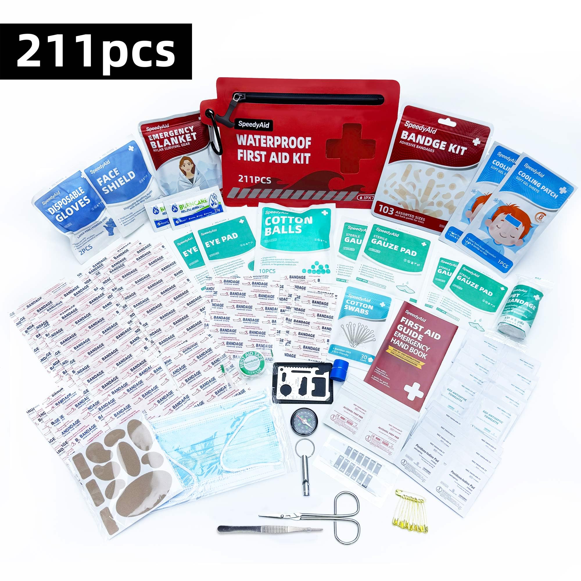 211 PCS Waterproof First Aid Kit, Emergency Supplies for Hiking & Boating — Amazon image 8
