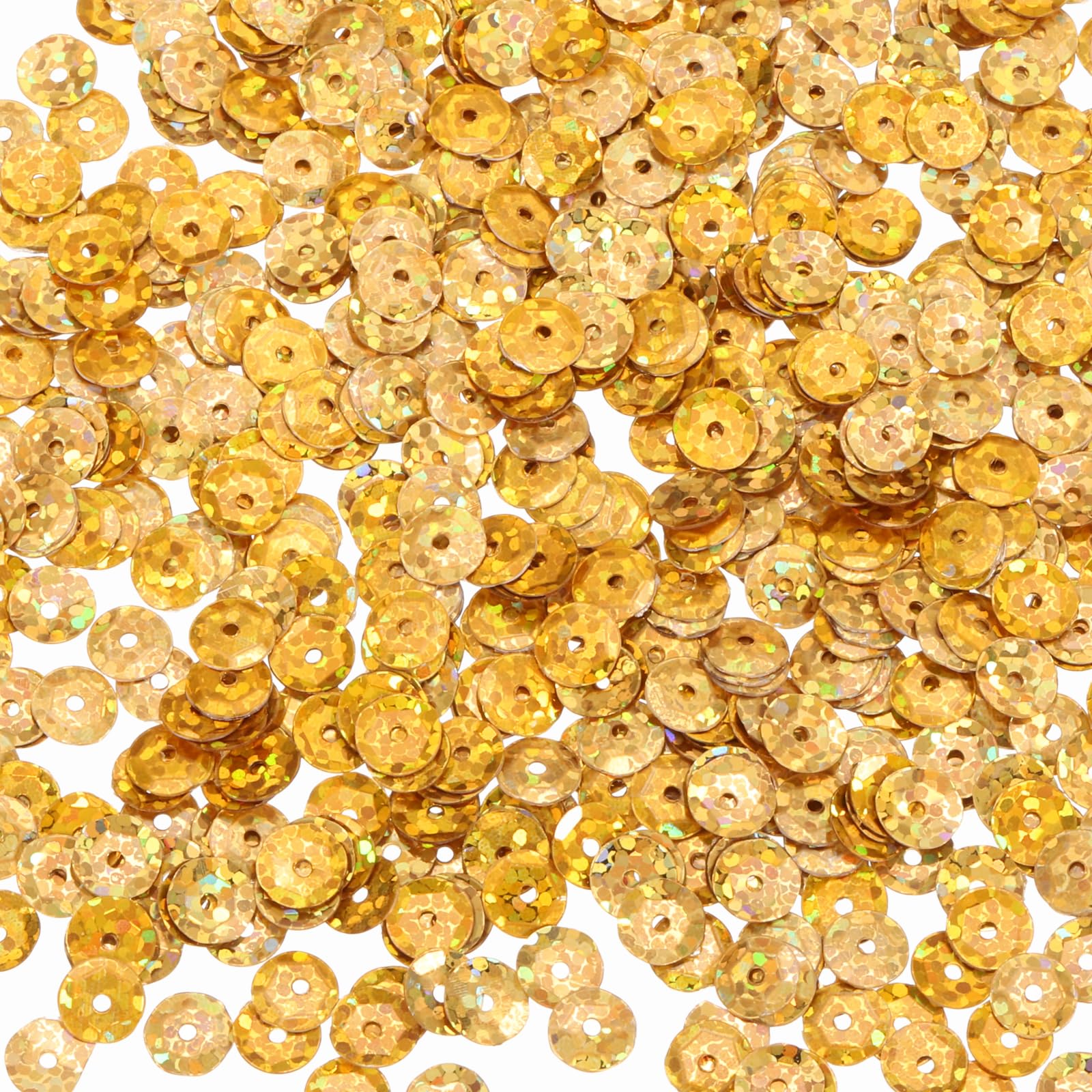 MECCANIXITY Loose Sequins 2800Pcs Silver Backed Cup Embroidery Sequins for Jewelry Making Crafts Sewing, Laser Gold