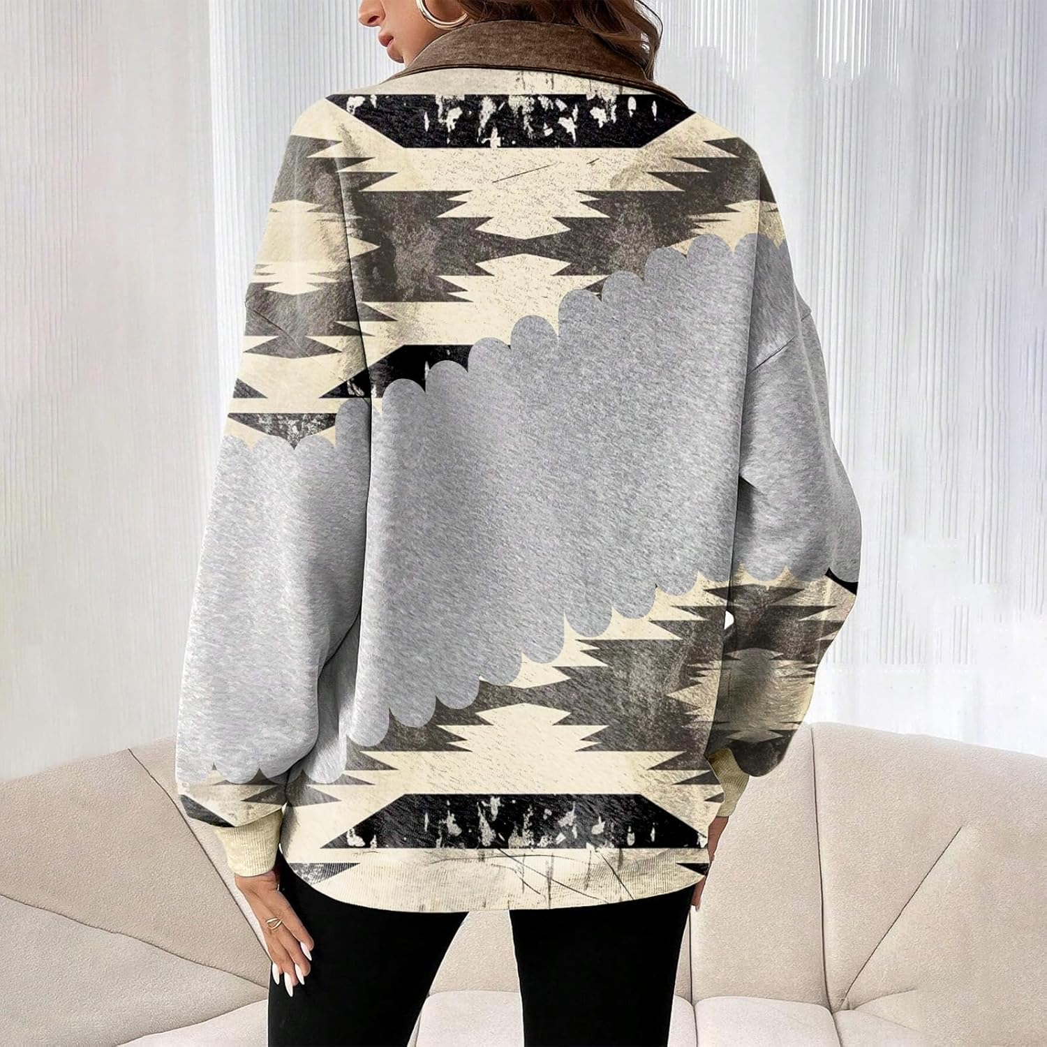 Half Zip Pullover Sweatshirt for Women Oversized Sweaters Long Sleeve Casual Fashion Shirts - Image 3