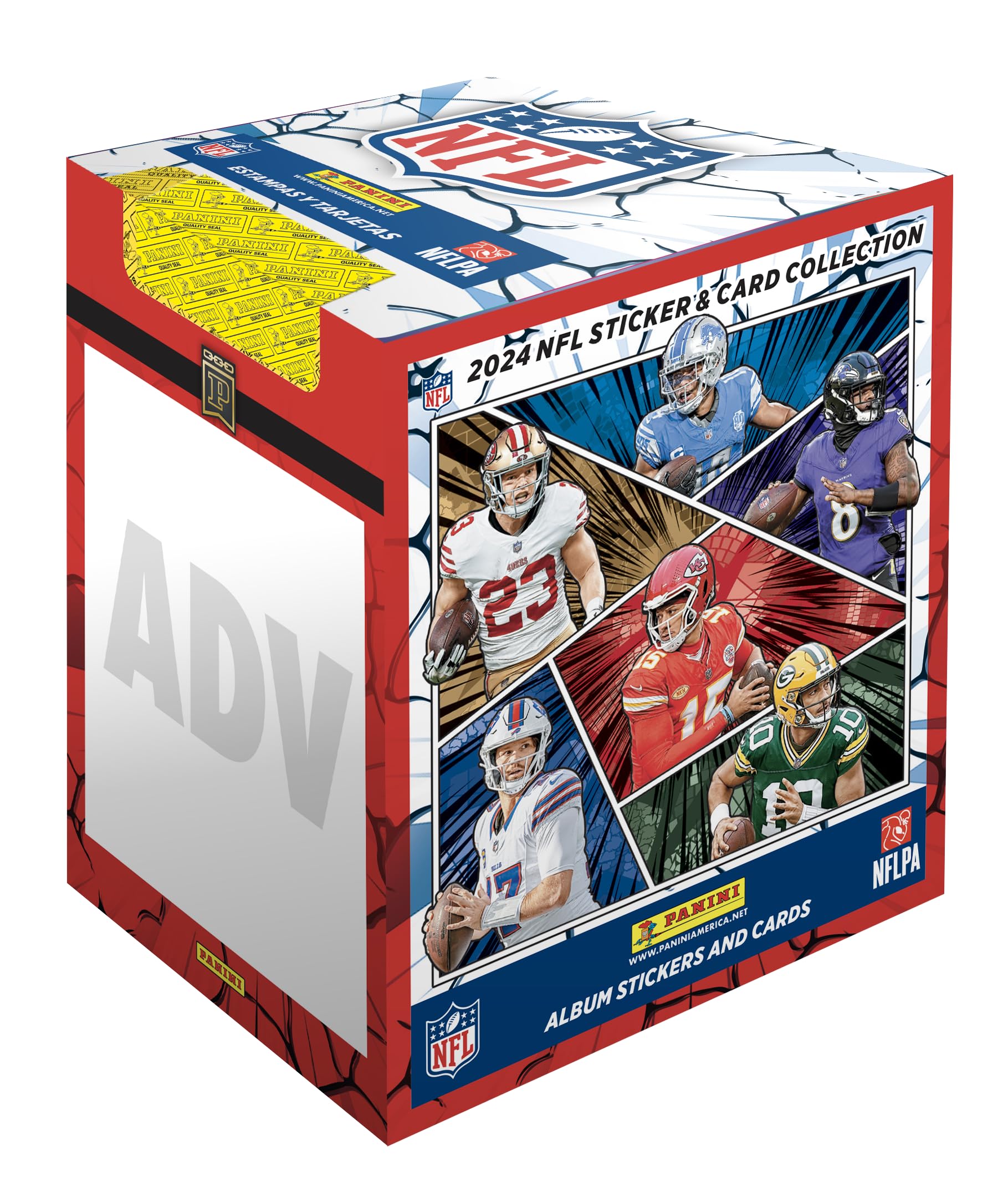 Caja de colección de calcomanías de la NFL 2024-25 (50 paquetes, 250 calcomanías)