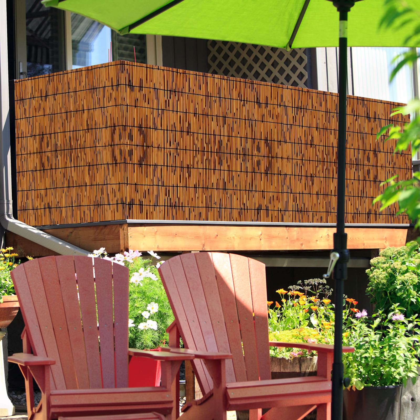 KOIUEYW Canisse en Roseau 90x500cm - Premium Brise Vue Jardin - Canisse Brise Vue Extérieur pour Jardin Terrasse Balcon Clôture Palissade - Marron