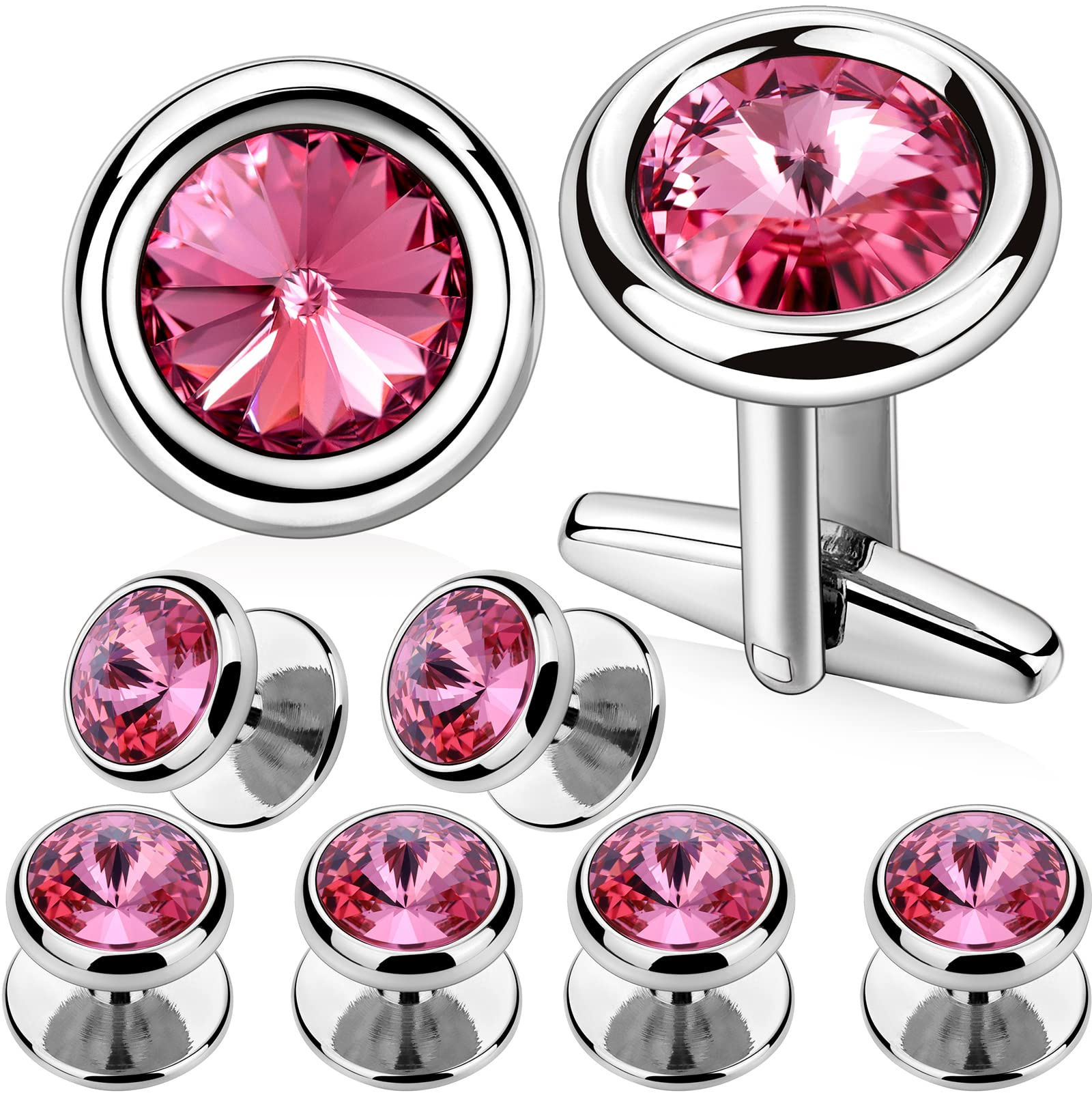 Swaroski Crystal Cufflinks and Tuxedo Studs Sets for Men - Eelegence Dress Sets for Weddling, Party