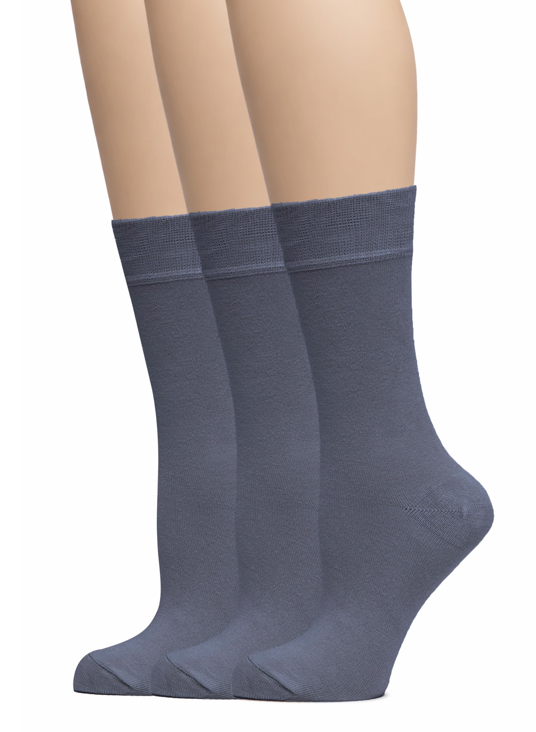 Hugh Ugoli Women's Thin Soft Rayon Derived from Bamboo Crew Socks for Dress, Trouser, Seamless Toe &amp; Non-Binding, 5-8/9-11