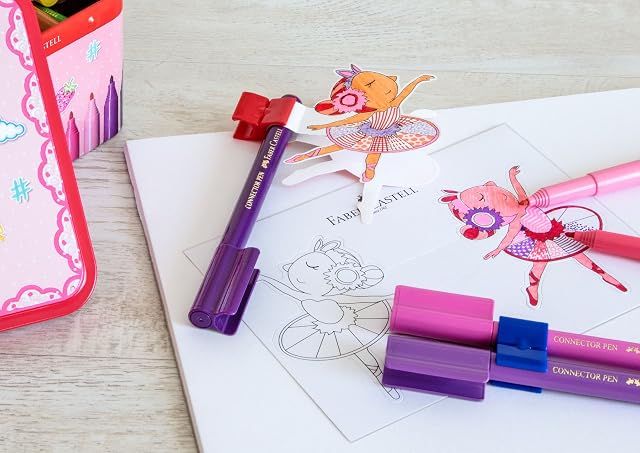 Foto 6 de 6 de FABER-CASTELL 155534 - Set de rotuladores Connector Ballerina, caja metálica de 33 unidades, lavables, set…