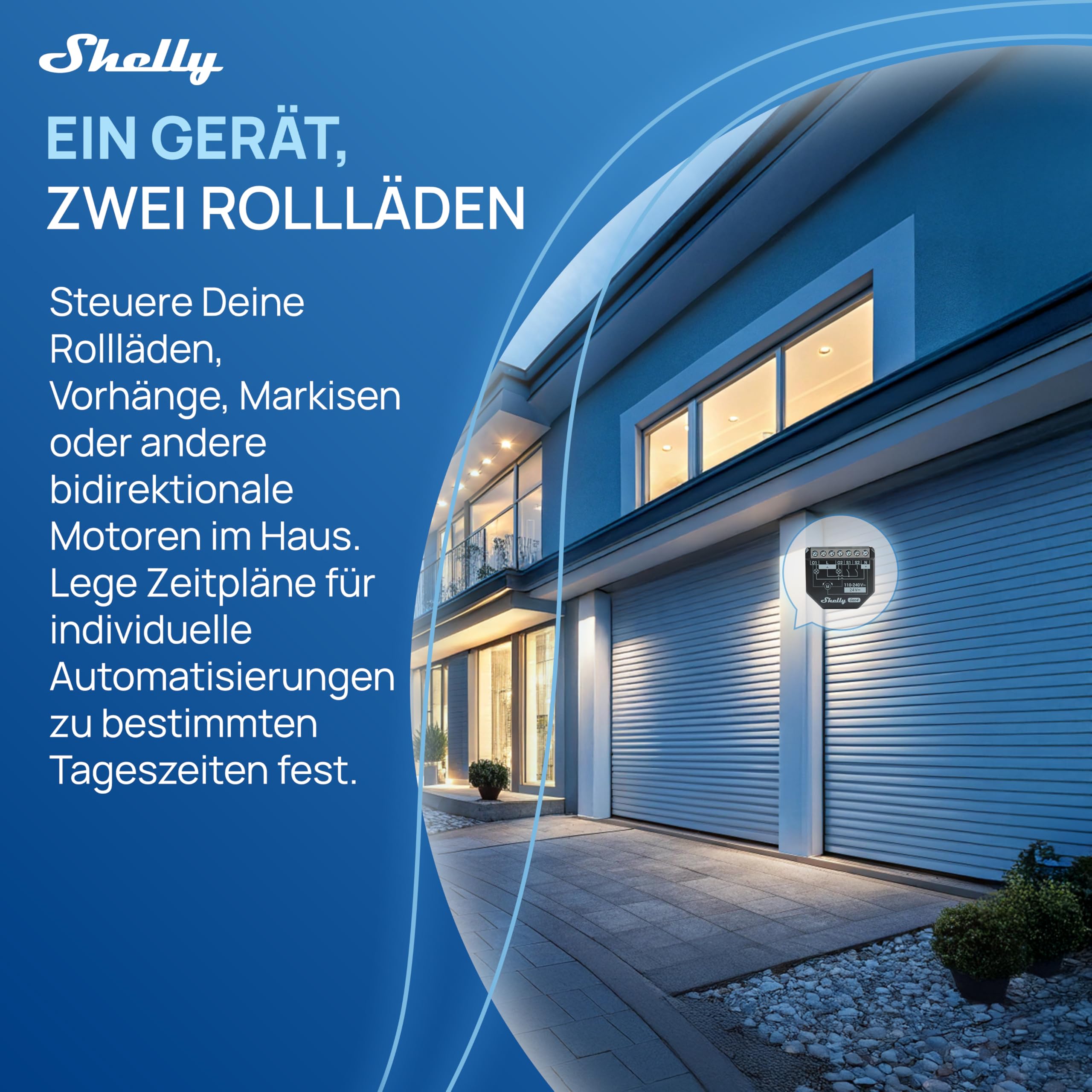 Shelly 2PM Gen4 - WLAN Smart Relais Schalter, Rolladenschalter, Stromzähler, 2 Kanäle, 16A, Lichtschalter, Smart Home, Zeitschaltuhr, Alexa, Google & HomeKit, Matter, Kein Hub Erforderlich