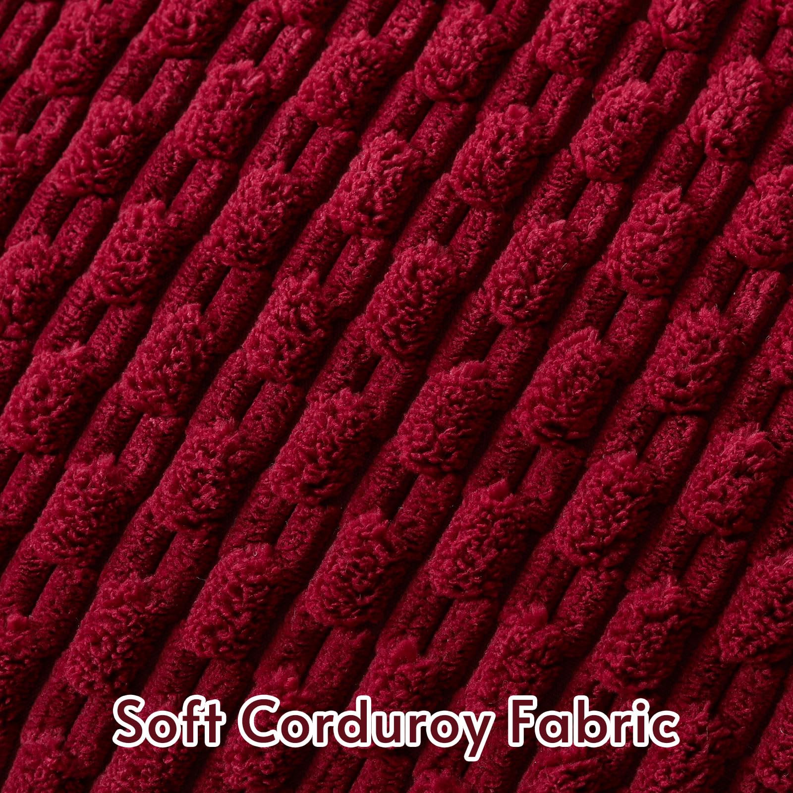 Sungeek Set of 2 Wine Red Soft Corduroy Decorative Cushion Covers Boho Striped Throw Pillow Covers for Sofa Couch Living Room Patio Farmhouse Home Decor Pillowcases 40x60cm - Image 3