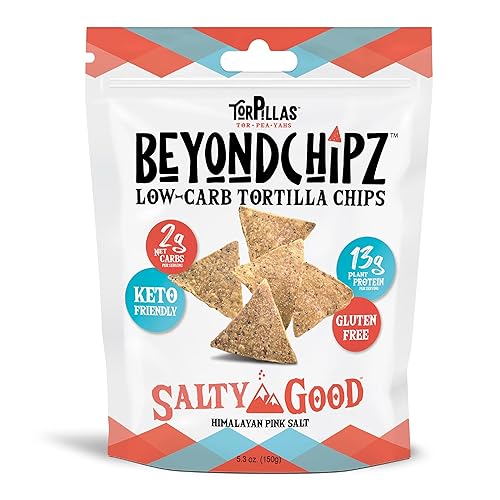 Miniatura 10 de BeyondChipz Keto Tortilla Chips  Chips de proteína baja en carbohidratos  2 g de carbohidratos netos y 13 g de proteína de guisante  Snack saludable