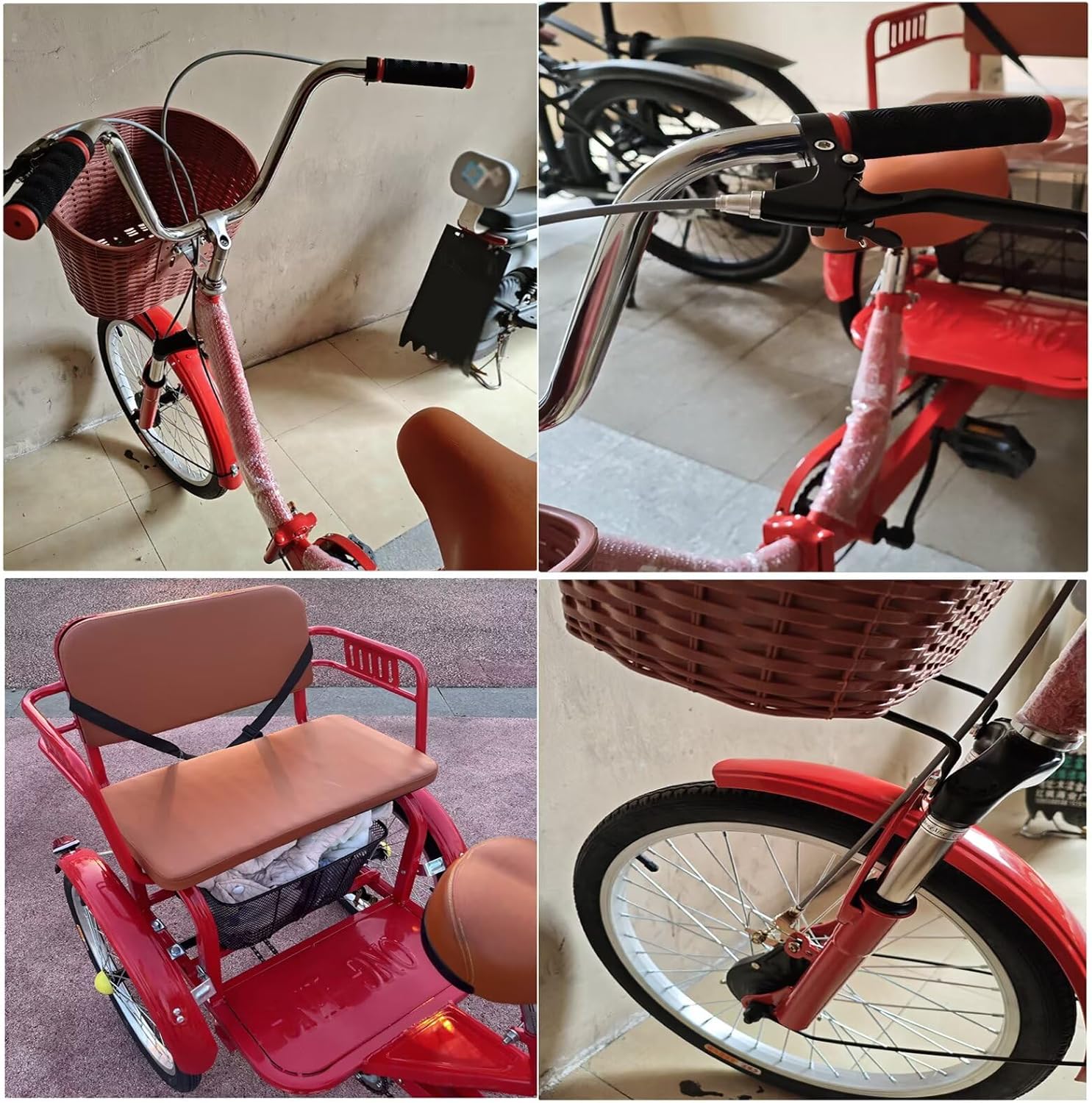 Folding Pedal Assist Trikes,Low-Step 3 Wheels Cruiser Bikes for Men,Women,Rear Seat Carry Passenger and Cargo,Dual Brakes,Adult Tricycle with Front Suspension,20" Wheels