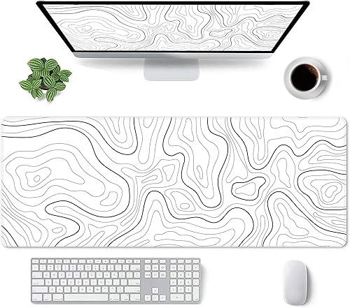 Miniatura 2 de Alfombrilla de mouse grande para juegos, XL, minimalista, topográfico, mapas topográficos, alfombrilla de mouse larga de 31.5 x 11.8 pulgadas,