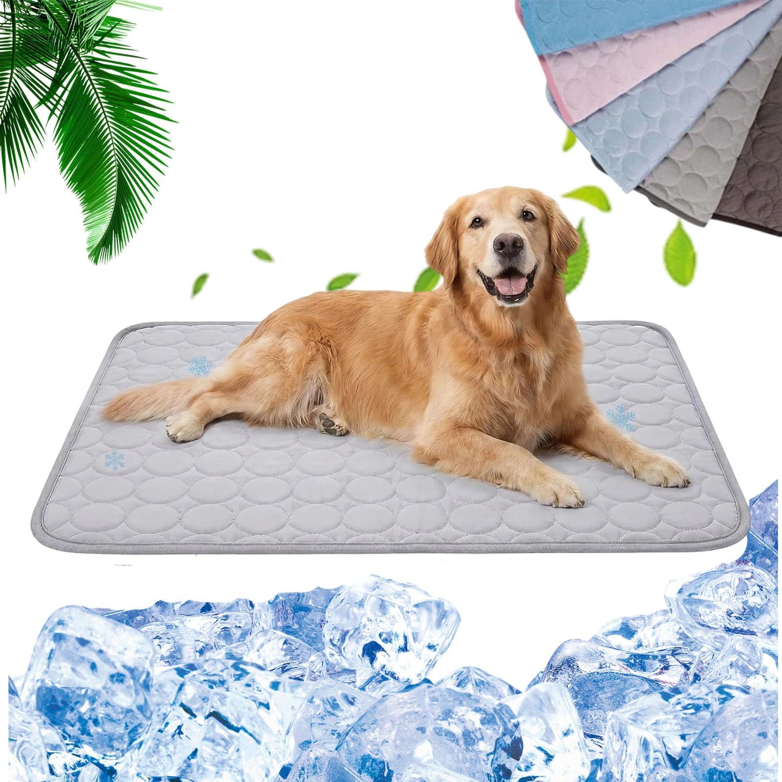 Tapis rafraîchissant pour l'été auto-refroidissant gros chien XL gris