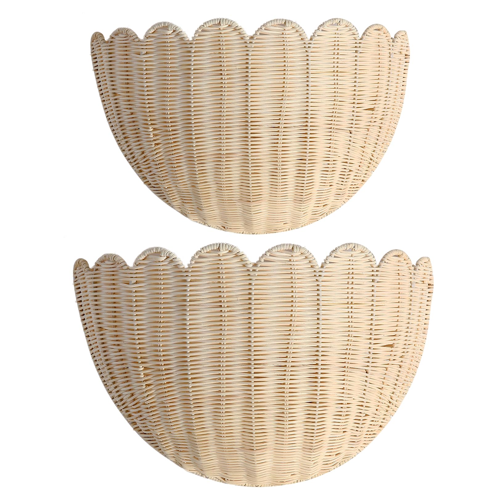 Photo 1 of Quincry Scalloped Hanging Wicker Baskets - Set of 2
