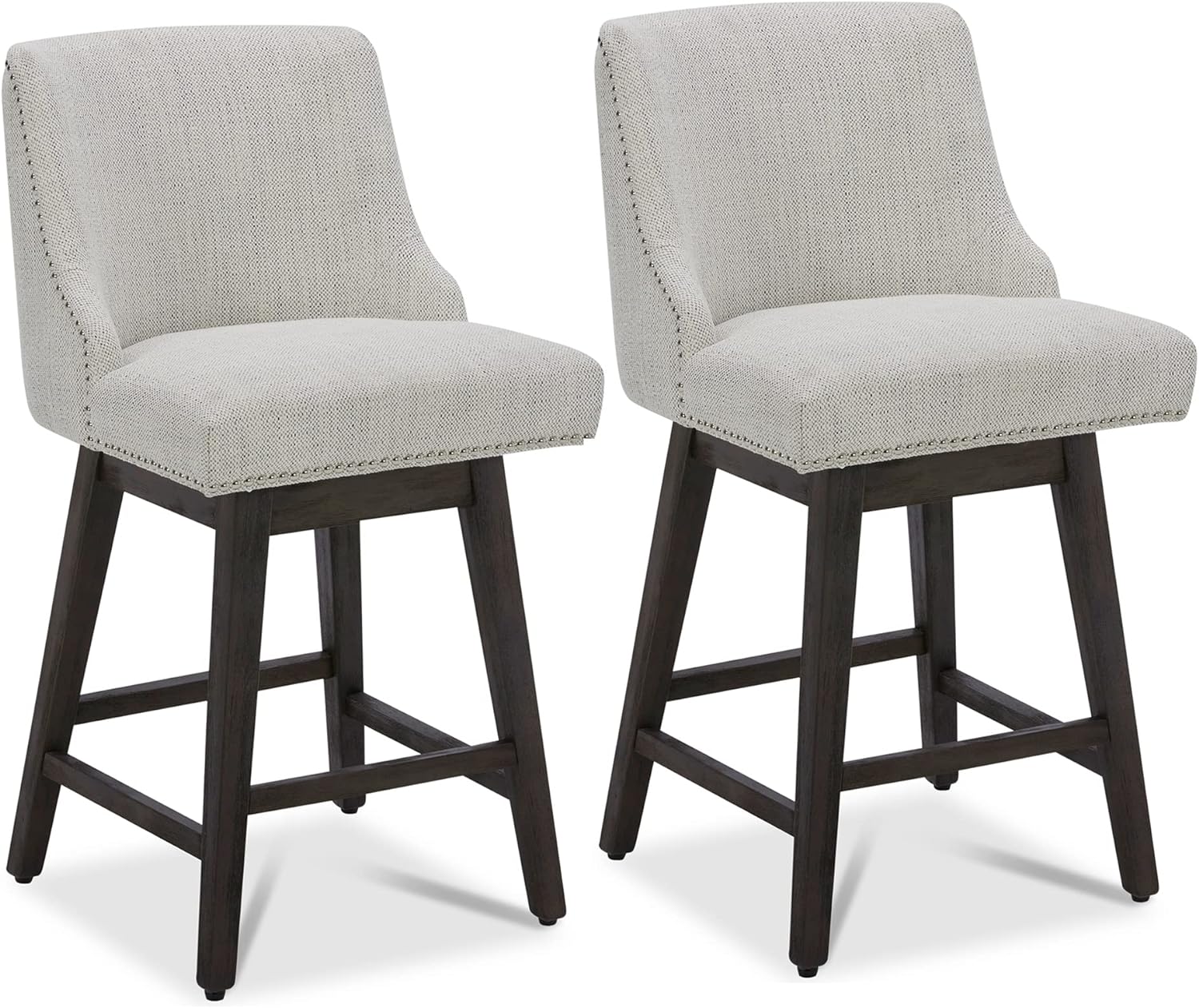 CHITA Counter Height Swivel Barstools, 26" H Seat Height Upholstered Bar Stools Set of 2, Fabric