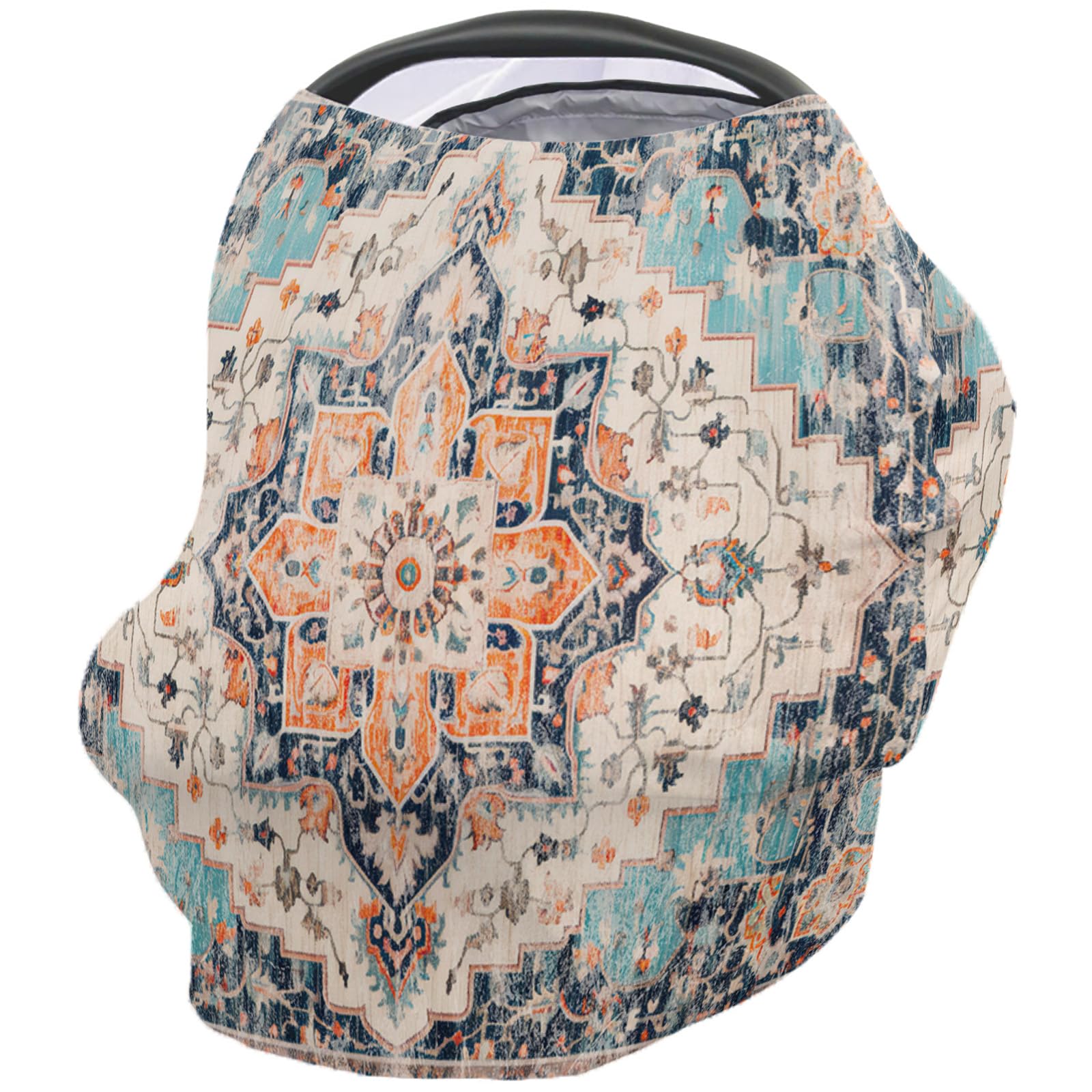 Nursing Cover for Breastfeeding Scarf, Retro Medieval Flowers Pattern Baby Car Covers Super Soft Multi Use for Canopy Shopping Cart Cover Blanket Stroller Cover