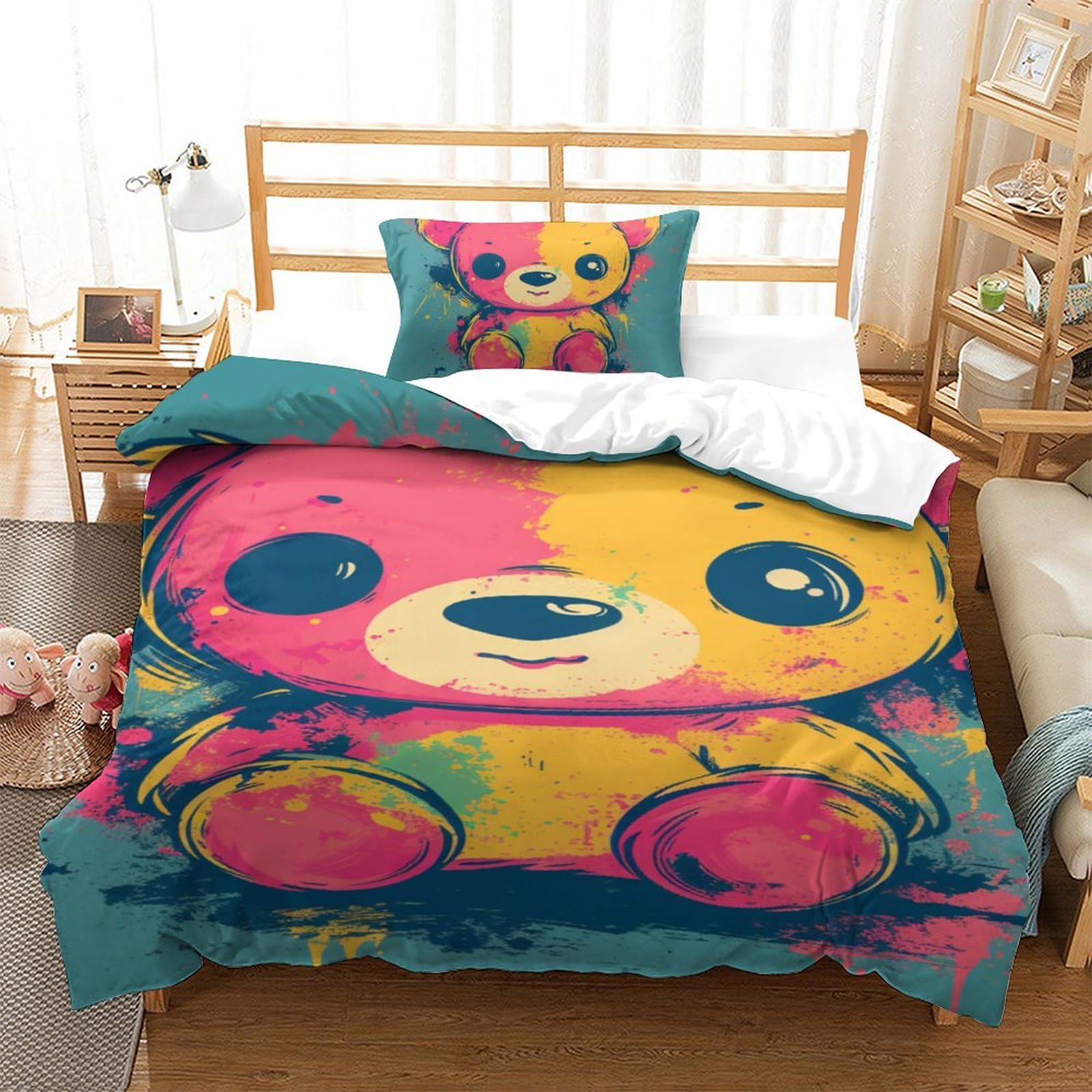 Housse de couette 135x200cm pour lit une place avec fermeture éclair invisible
