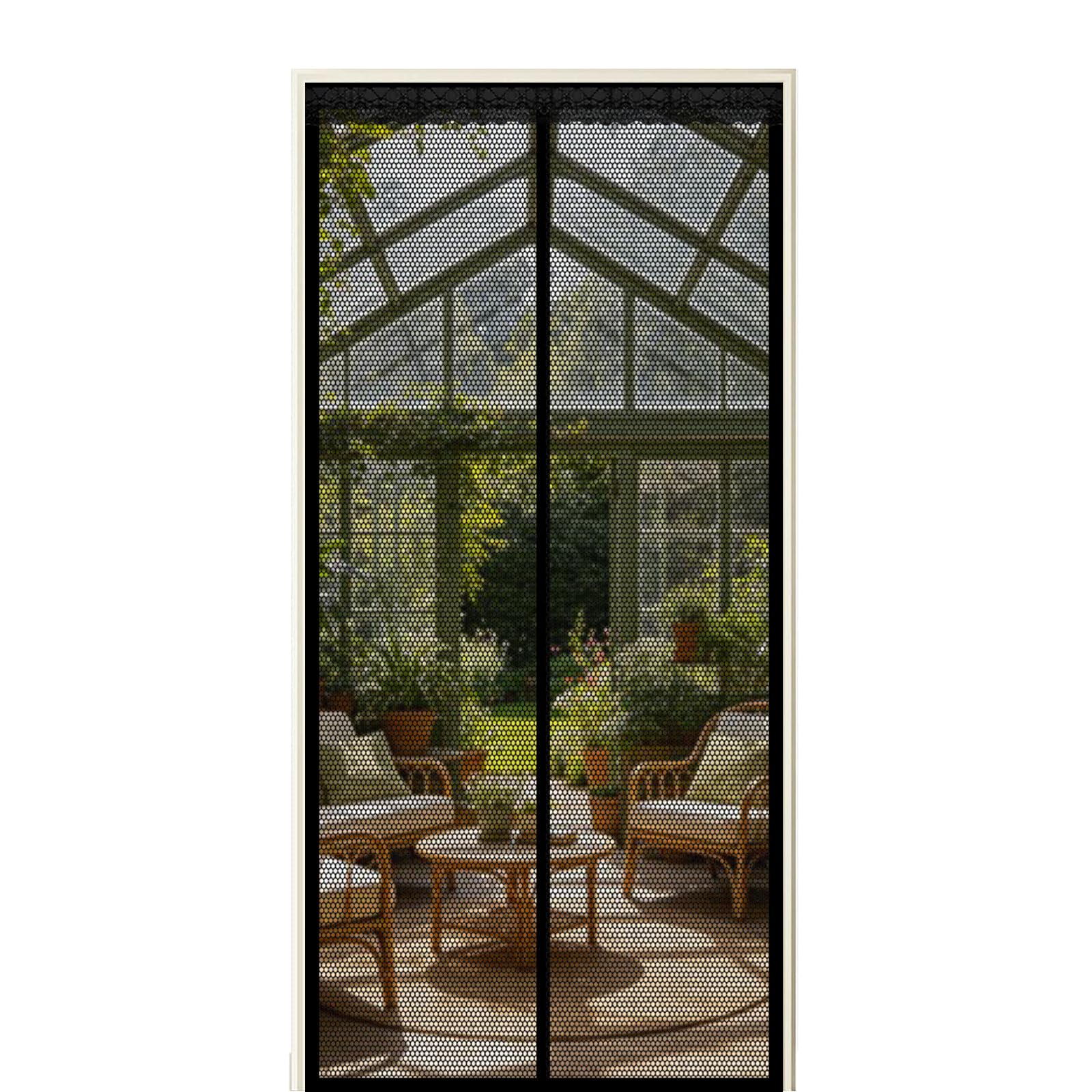 Fly Screen Door 275 x 180 cm Self Sealing Powerful Magnets Magnetic Screenfly Doors with Powerful Magnets & Full Frame Magic Tape Suitable for Patio Doors Balcony Bedroom, Black