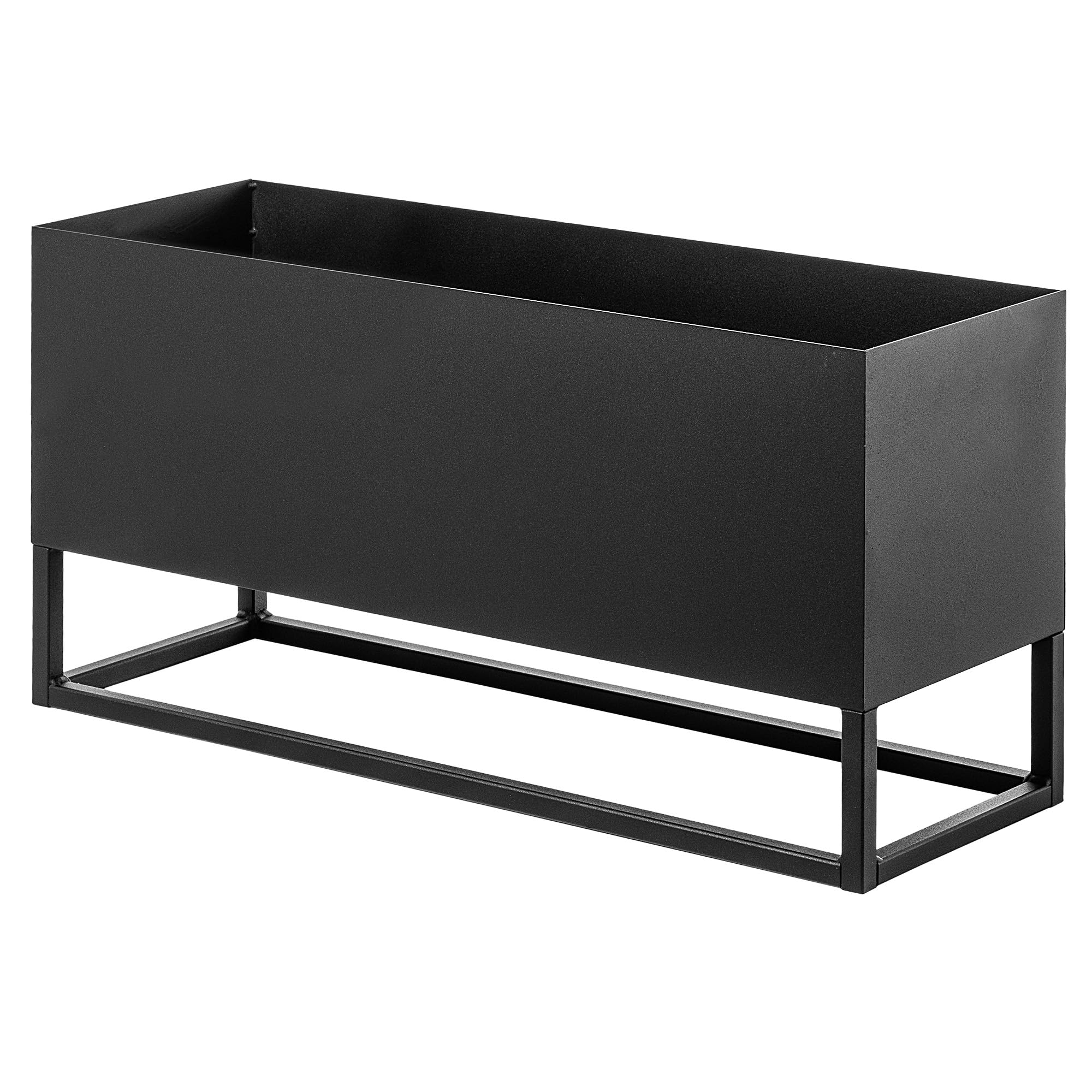 KADAX Fioriera Larga con Palo in Acciaio Nero Supporto per Fiori da Interno ed Esterno Porta Vaso per Aiuola (Altezza: 30 cm)
