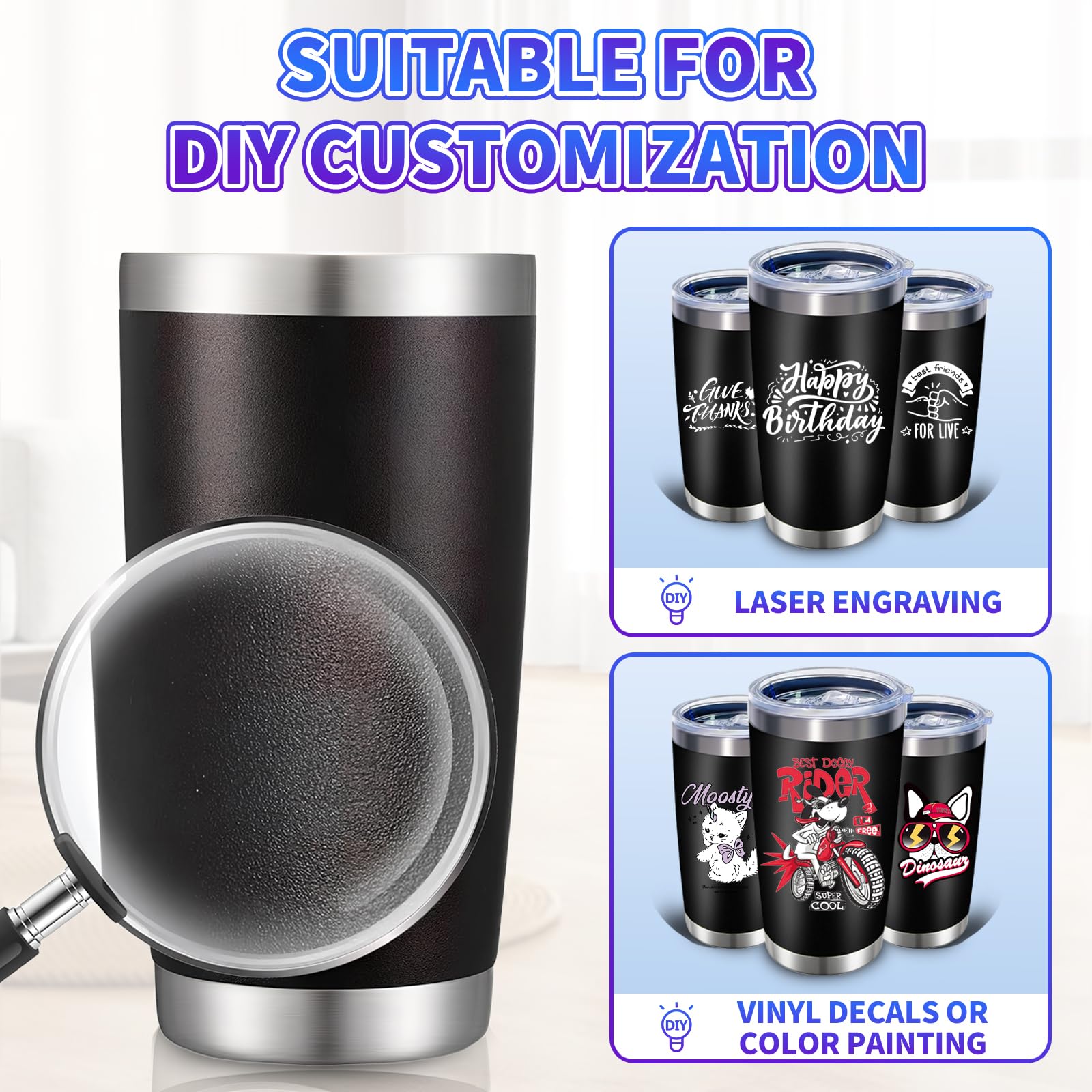 HAOLI Edelstahlbecher mit Deckel und Strohhalm, auslaufsicher, doppelwandig, Reisebecher für heiße und kalte Getränke, für Zuhause, Büro, Outdoor, Party, langlebig, pulverbeschichtet, isoliert